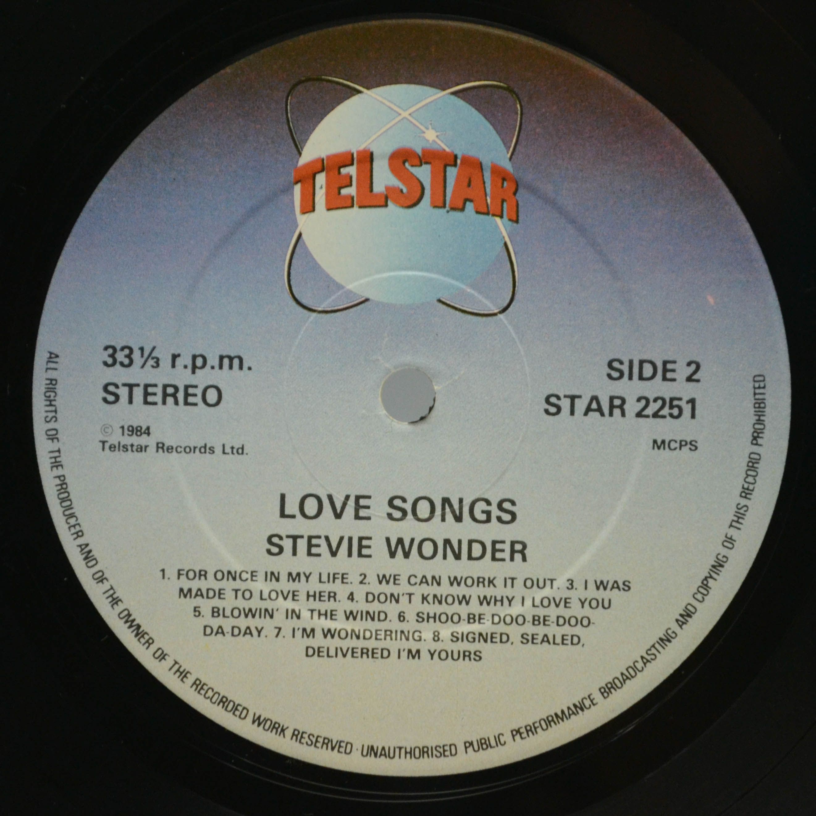 Виниловая пластинка Stevie Wonder — Love Songs (UK), 1984