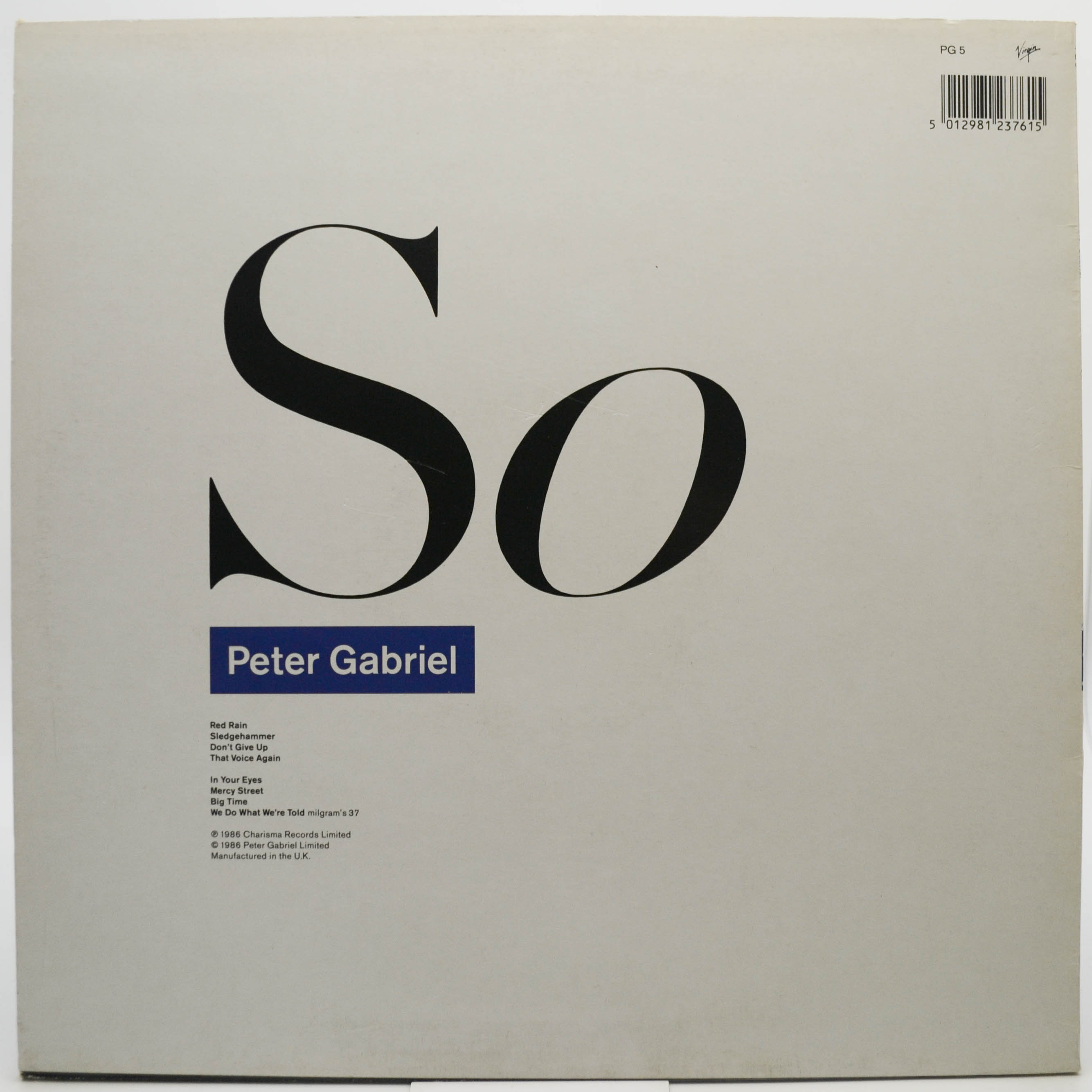 Peter Gabriel — So (1-st, UK), 1986