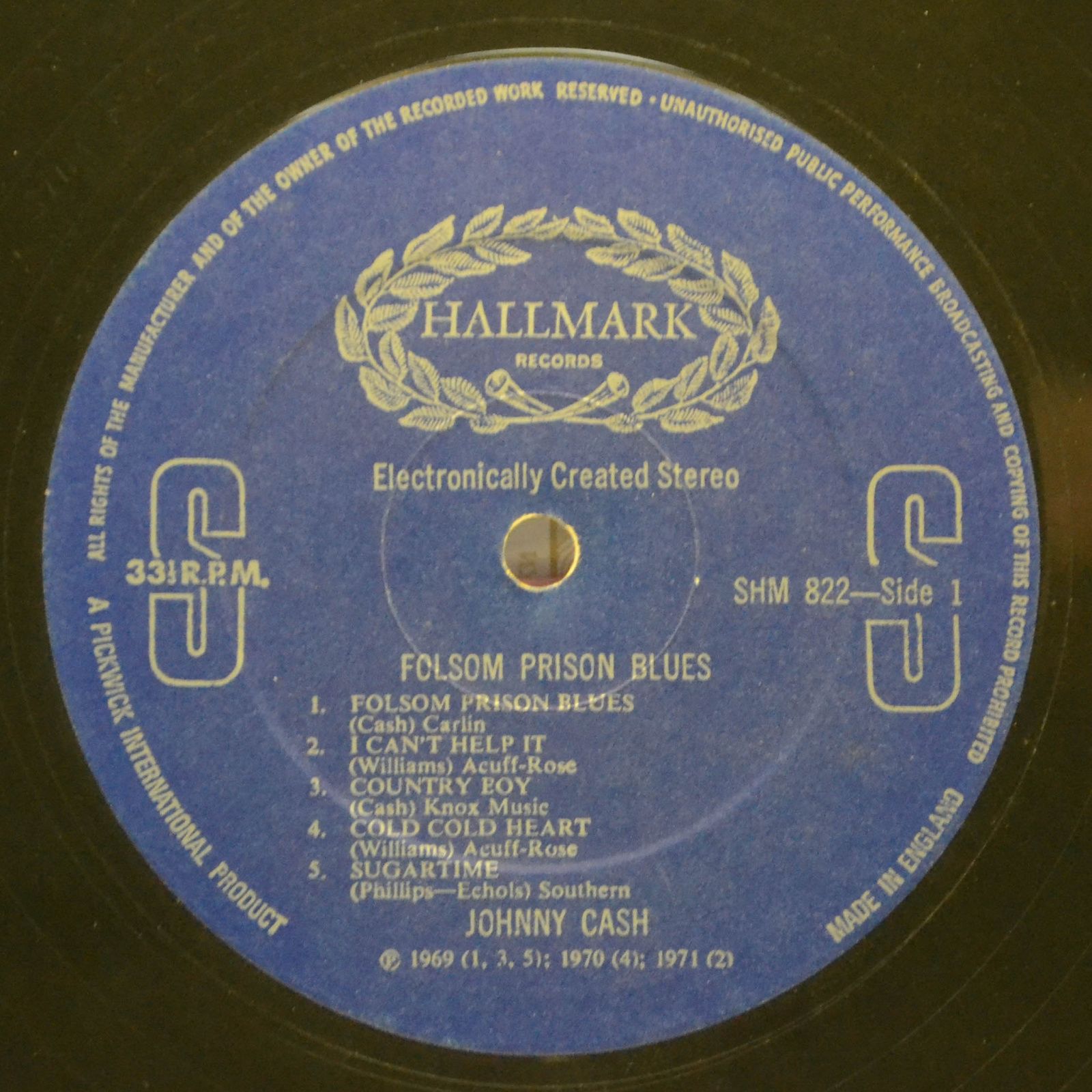 Виниловая пластинка Johnny Cash — Folsom Prison Blues Vol. 1, 1973