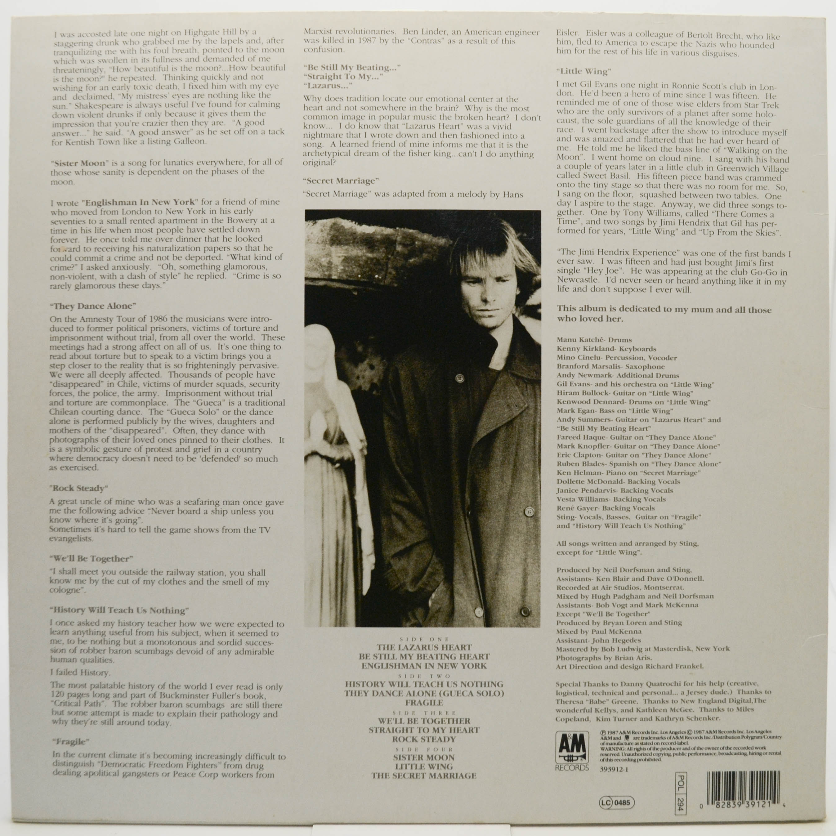 Виниловая пластинка Sting — ...Nothing Like The Sun (2LP), 1987