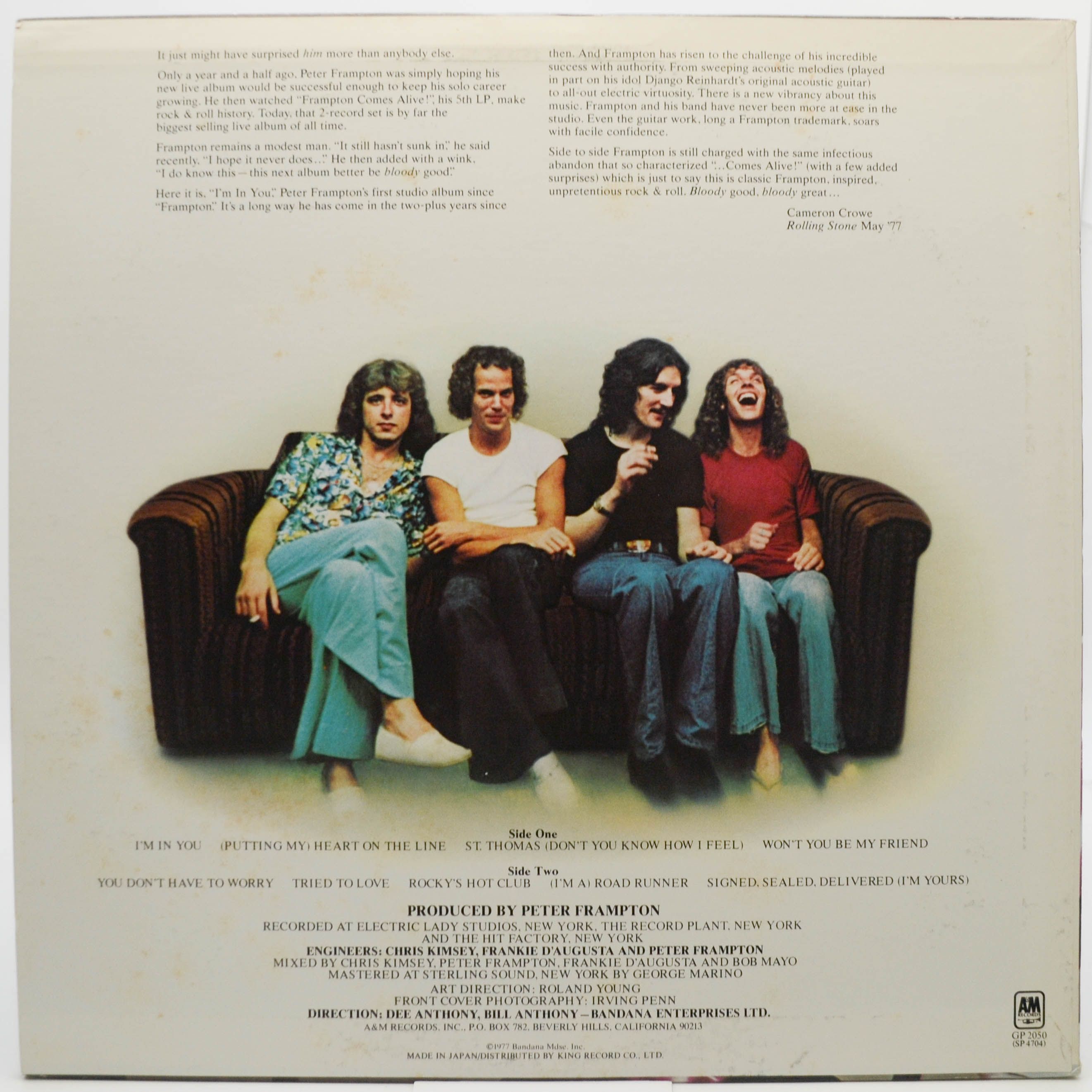Виниловая пластинка Peter Frampton — I'm In You, 1977
