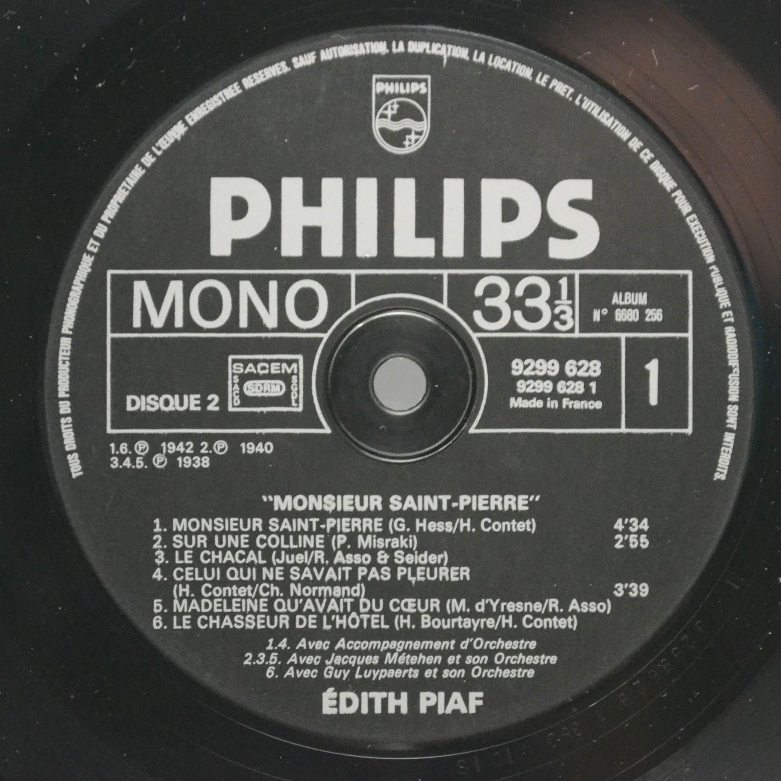 Edith Piaf — Monsieur Saint-Pierre (2LP), 1975