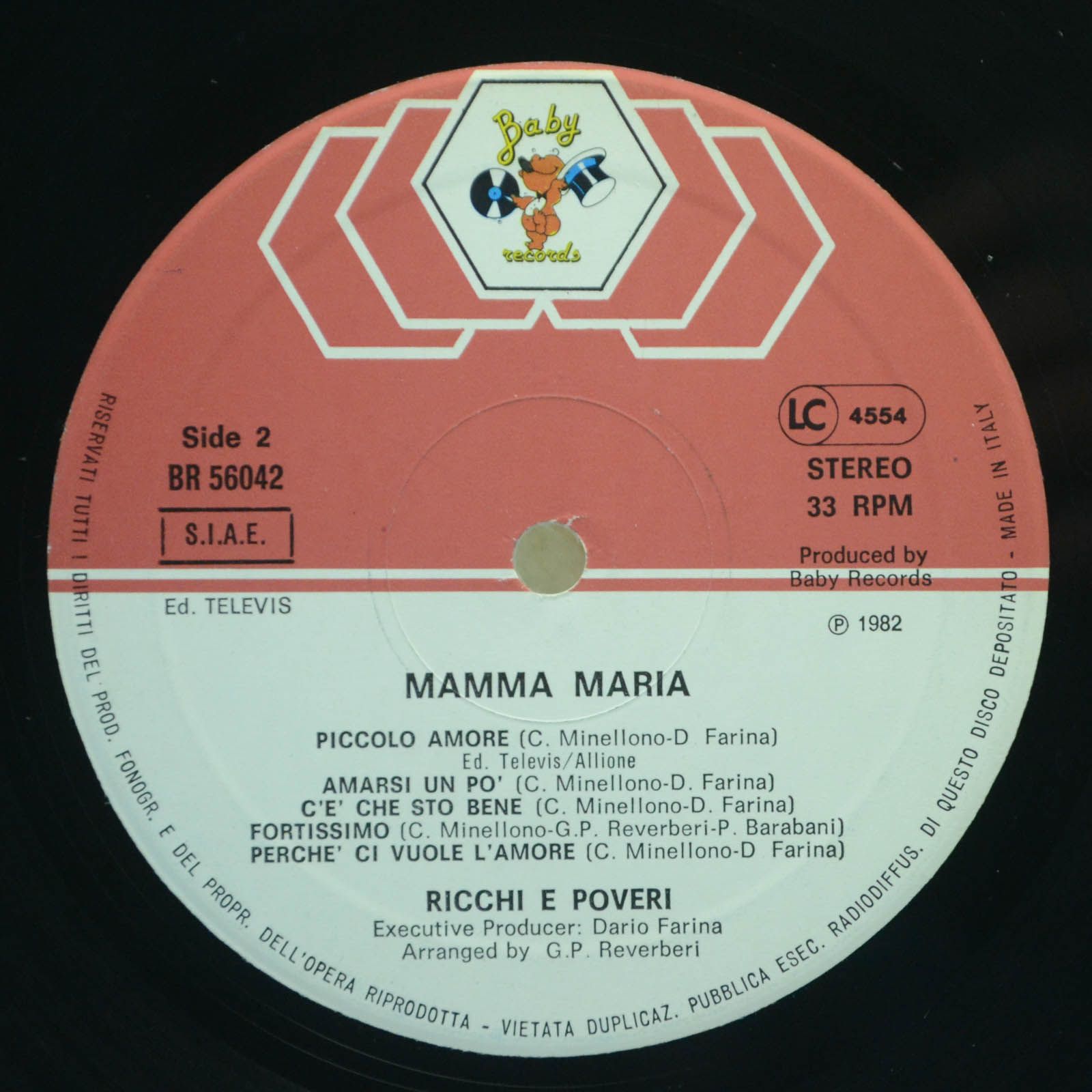 Виниловая пластинка Ricchi & Poveri — Mamma Maria (Italy), 1982