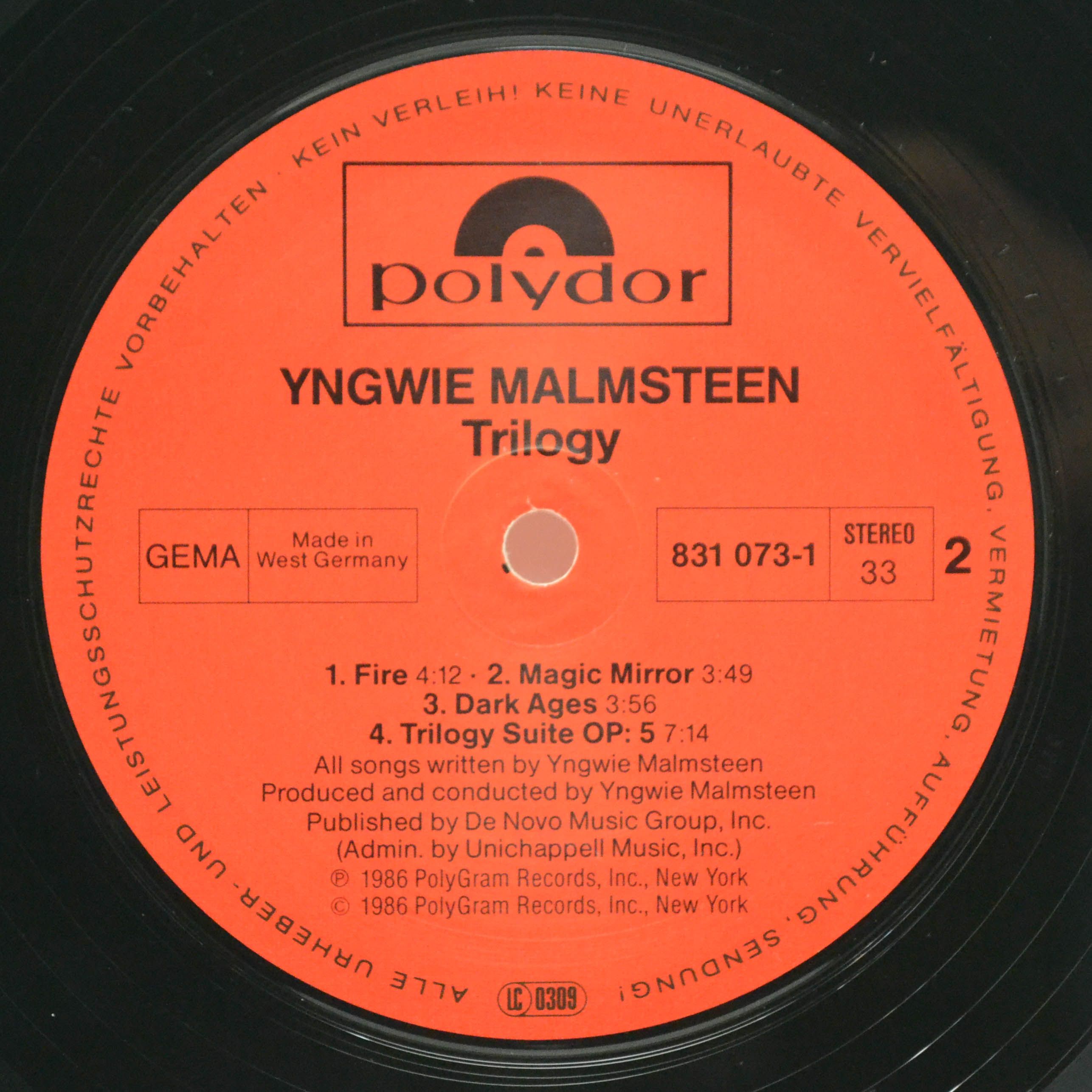 Виниловая пластинка Yngwie J. Malmsteen — Trilogy, 1986