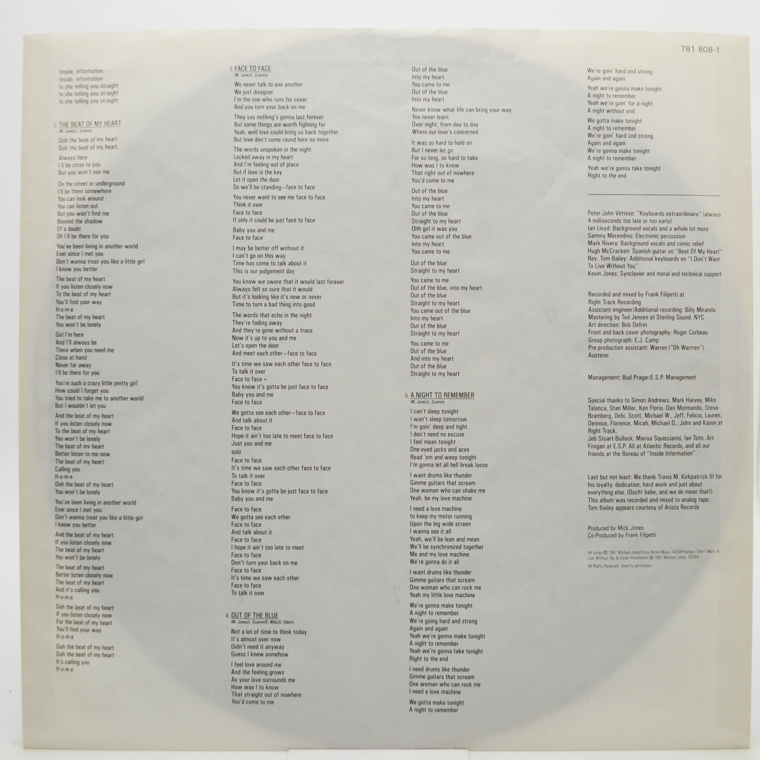 Foreigner — Inside Information, 1987