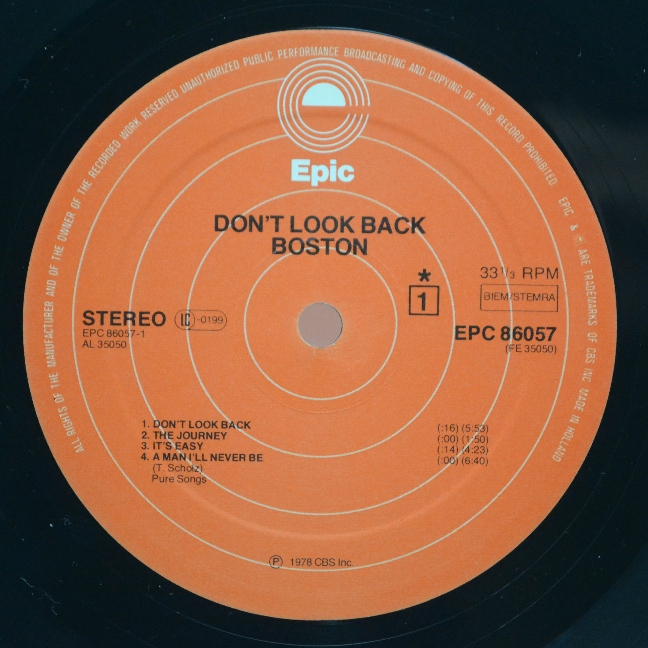 Виниловая пластинка Boston — Don't Look Back, 1978
