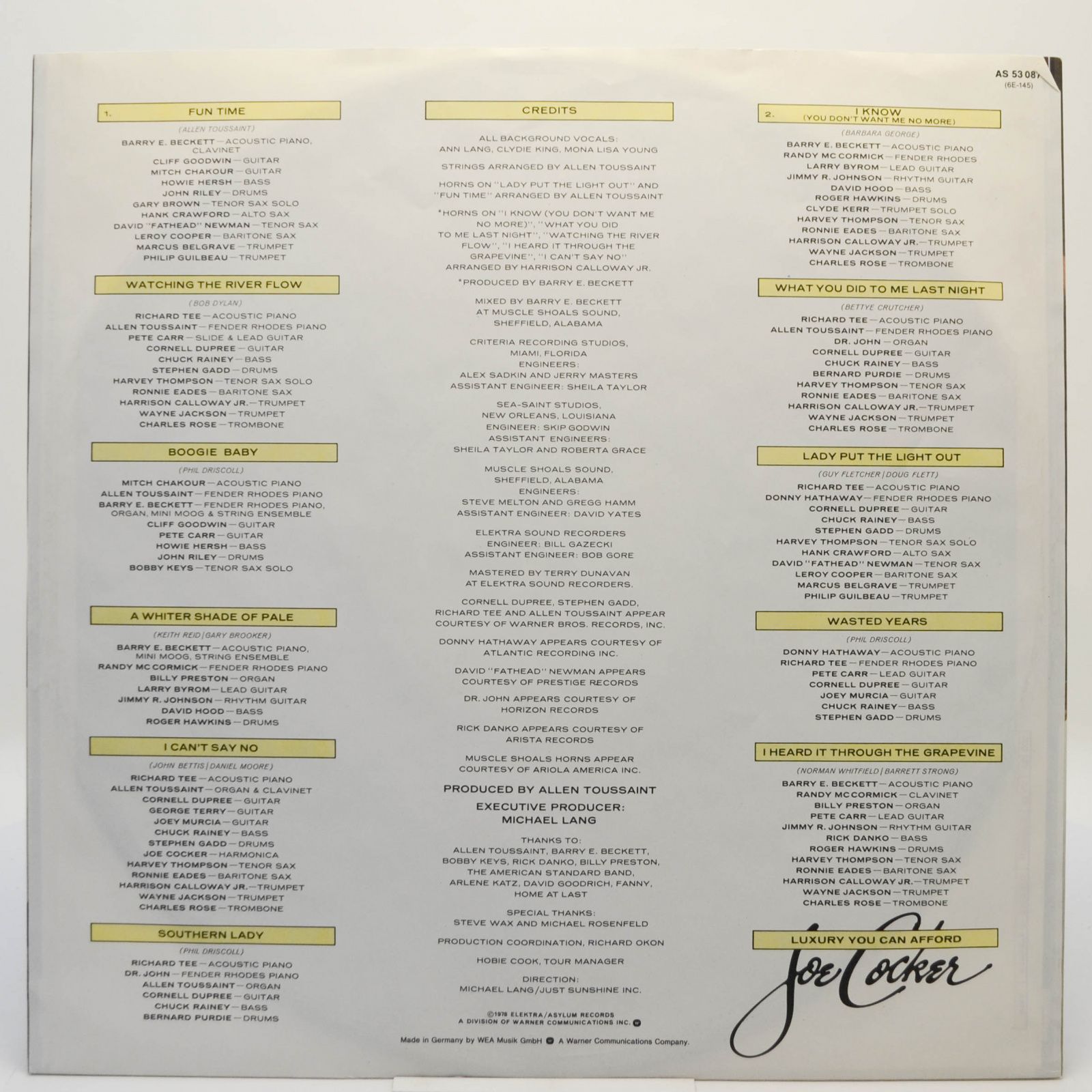 Joe Cocker — Luxury You Can Afford, 1978