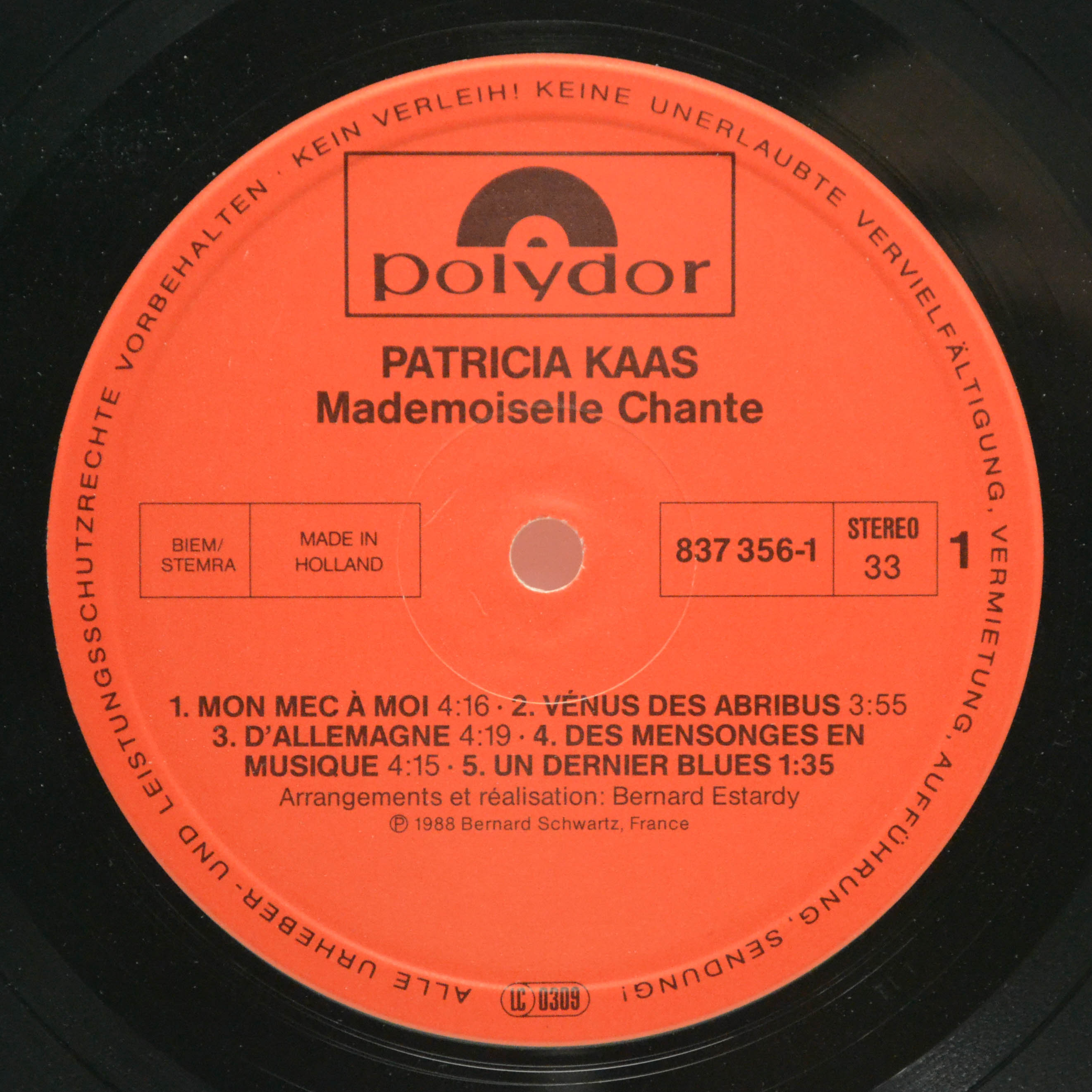 Patricia Kaas — Mademoiselle Chante..., 1988