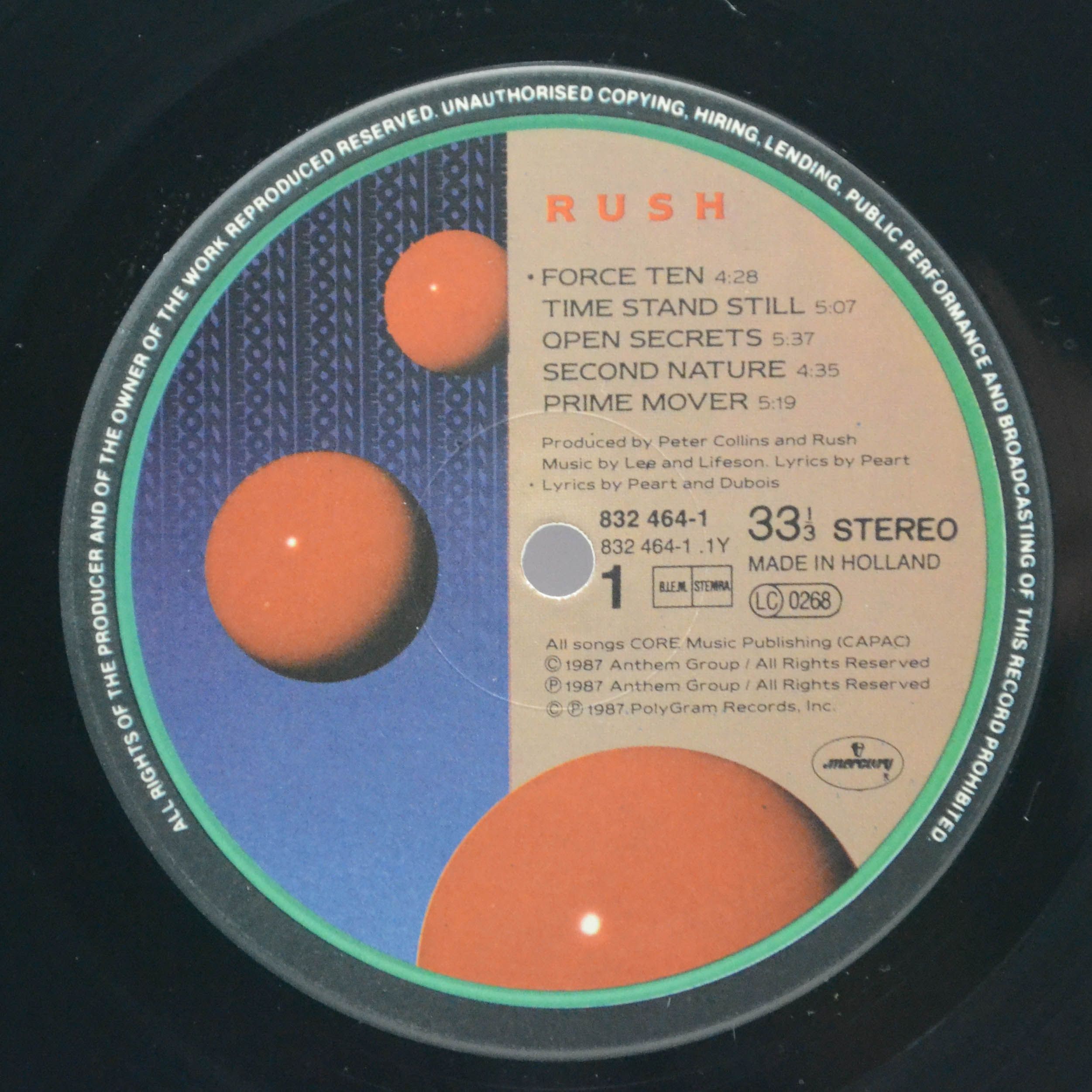Виниловая пластинка Rush — Hold Your Fire, 1987