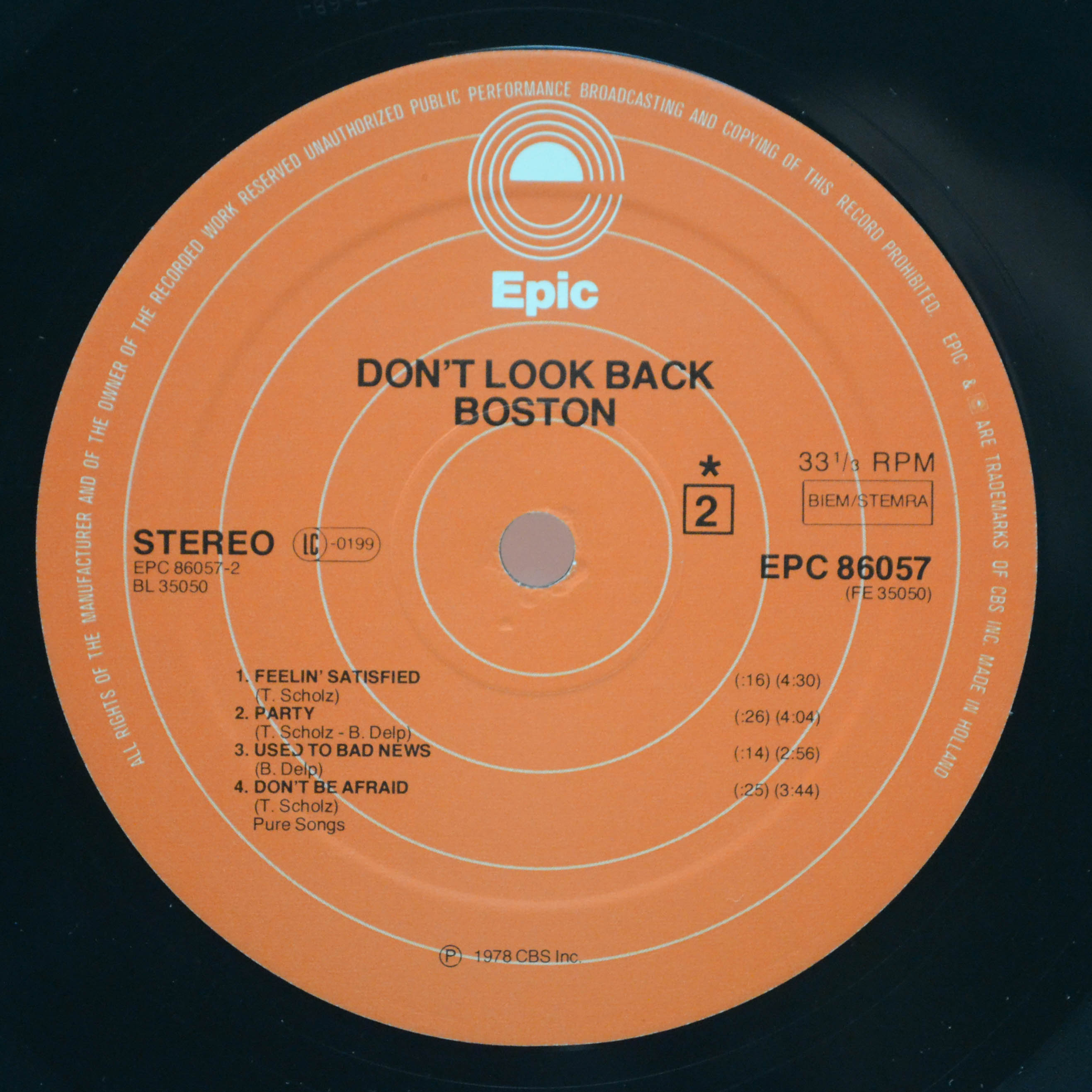 Виниловая пластинка Boston — Don't Look Back, 1978