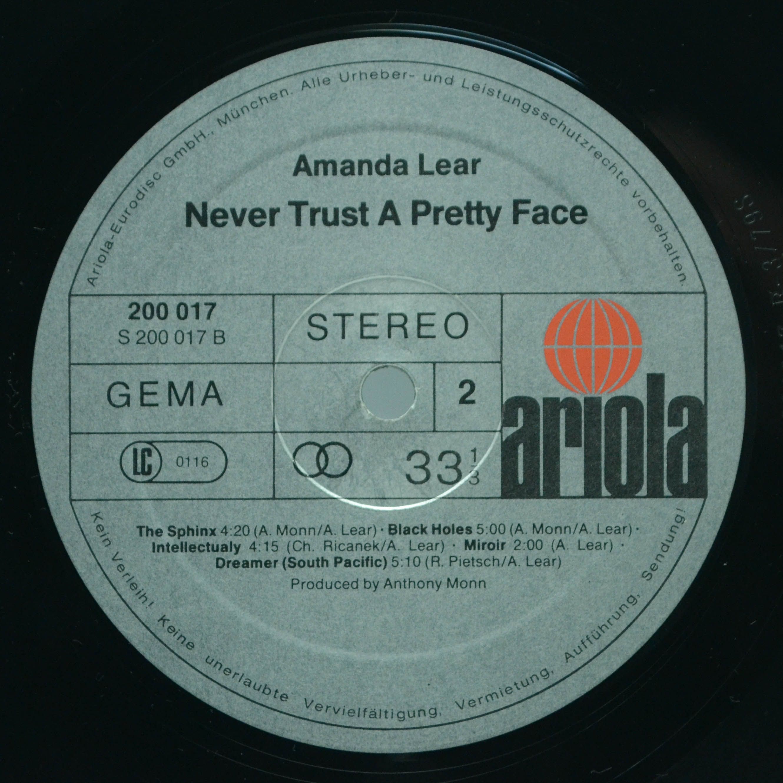 Виниловая пластинка Amanda Lear — Never Trust A Pretty Face, 1979