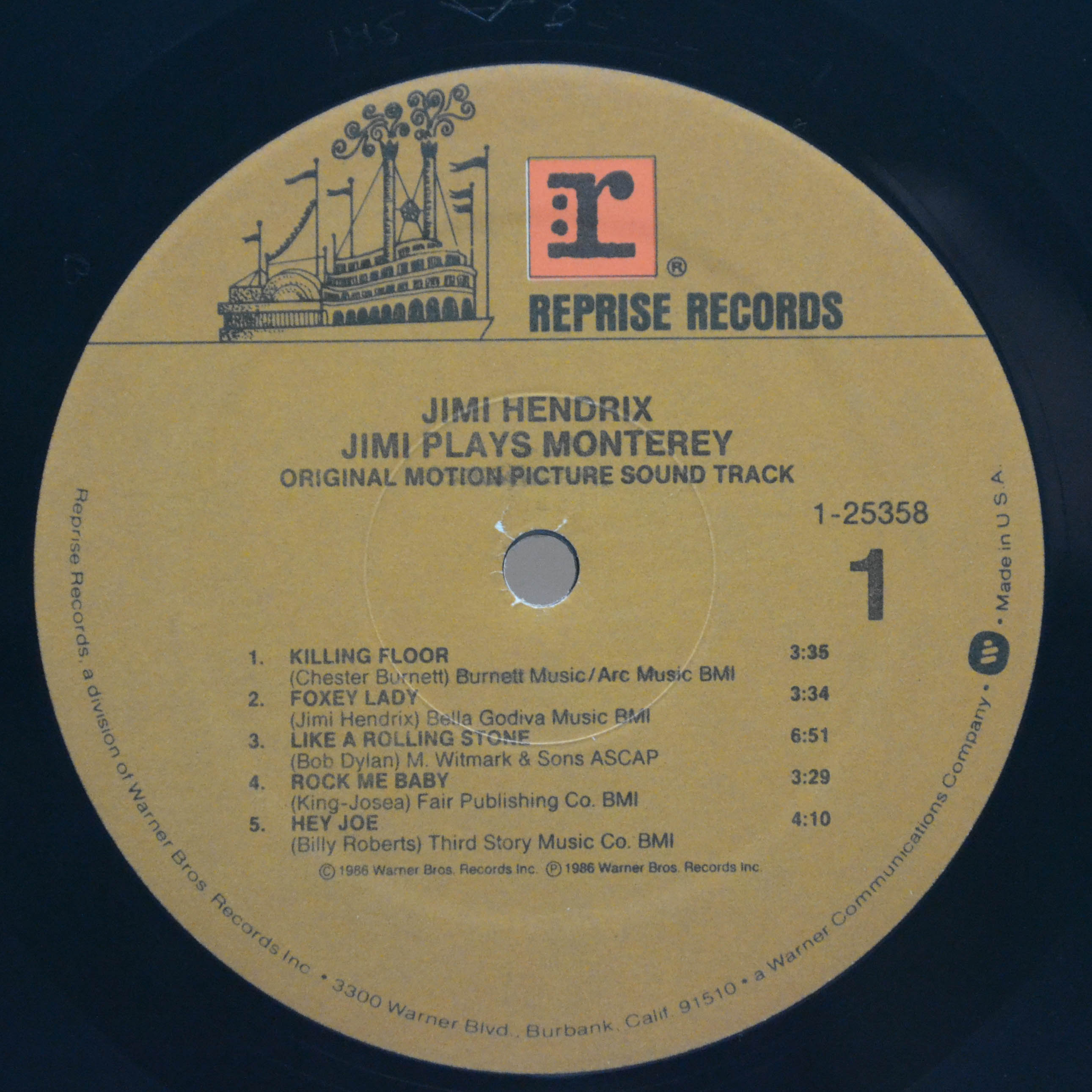 Jimi Hendrix — Jimi Plays Monterey (USA), 1986