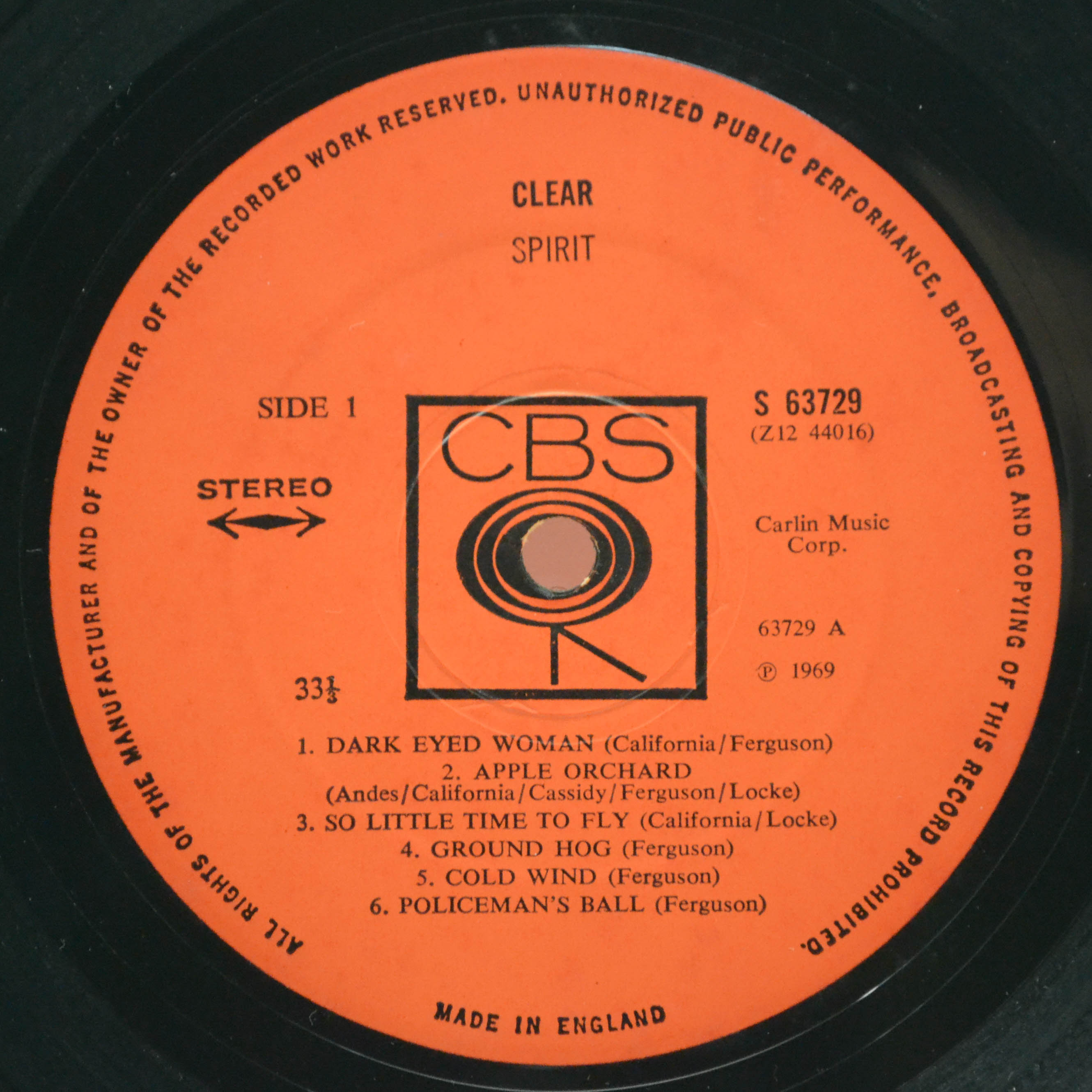 Spirit — Clear (UK), 1969