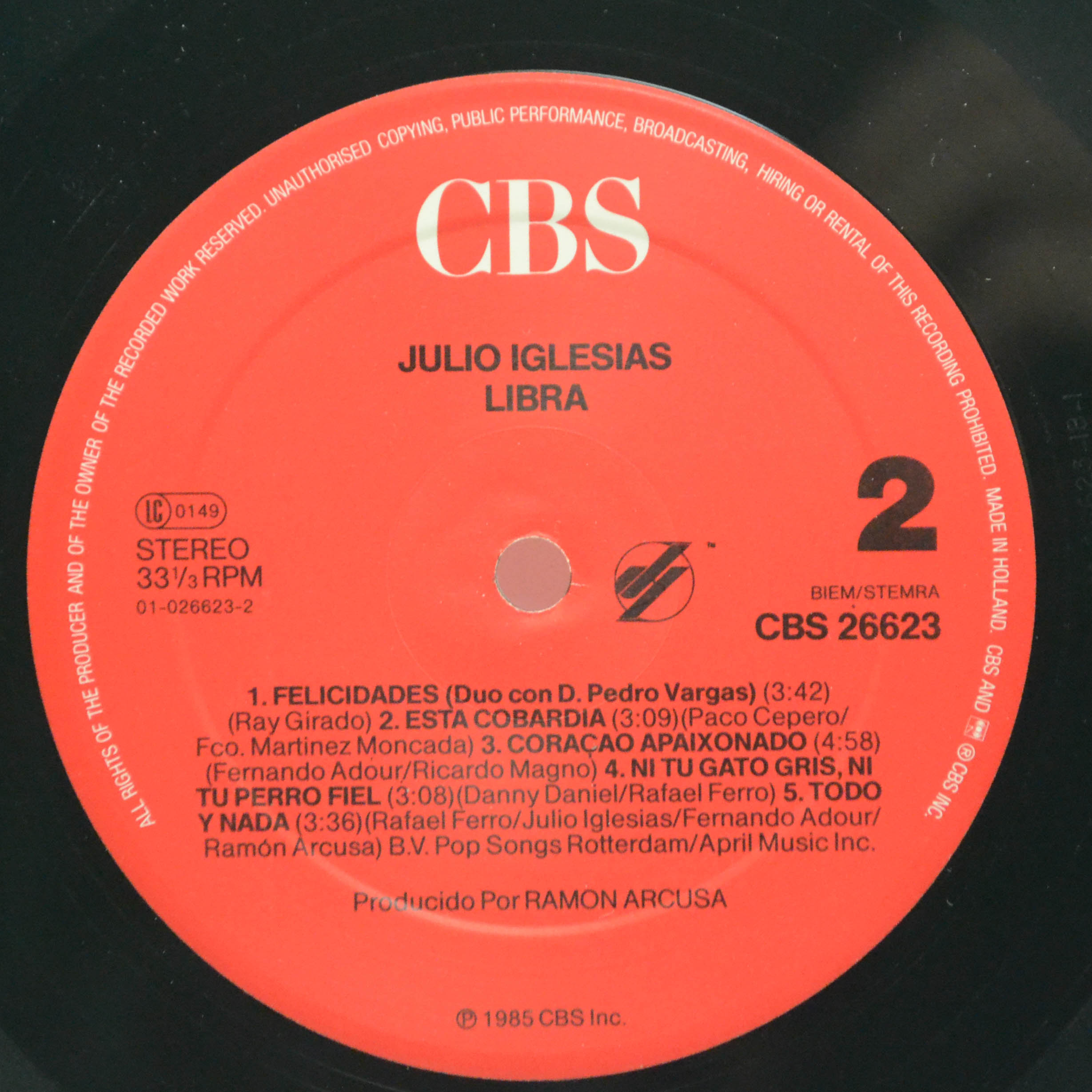 Виниловая пластинка Julio Iglesias — Libra, 1985