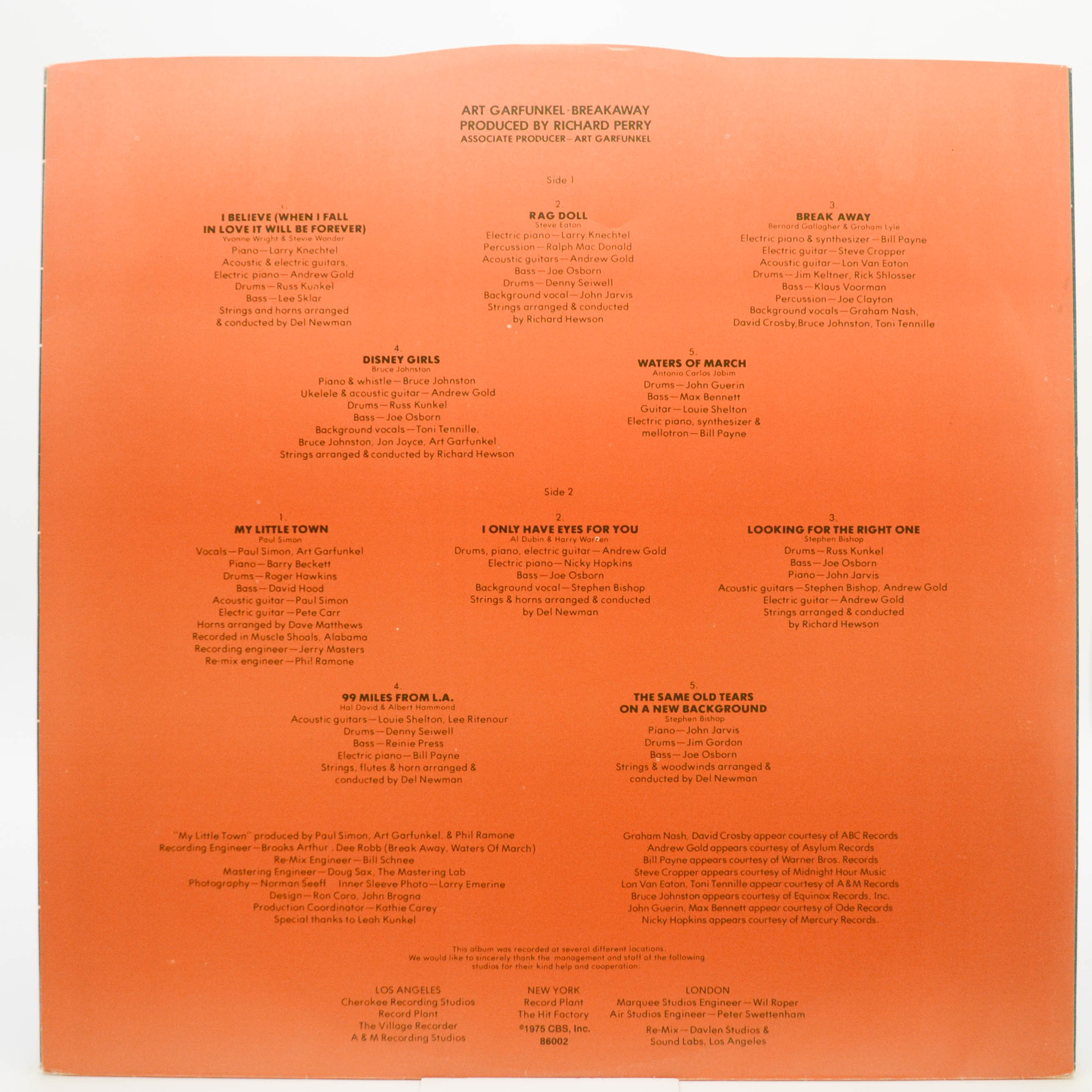 Art Garfunkel — Breakaway (UK), 1975