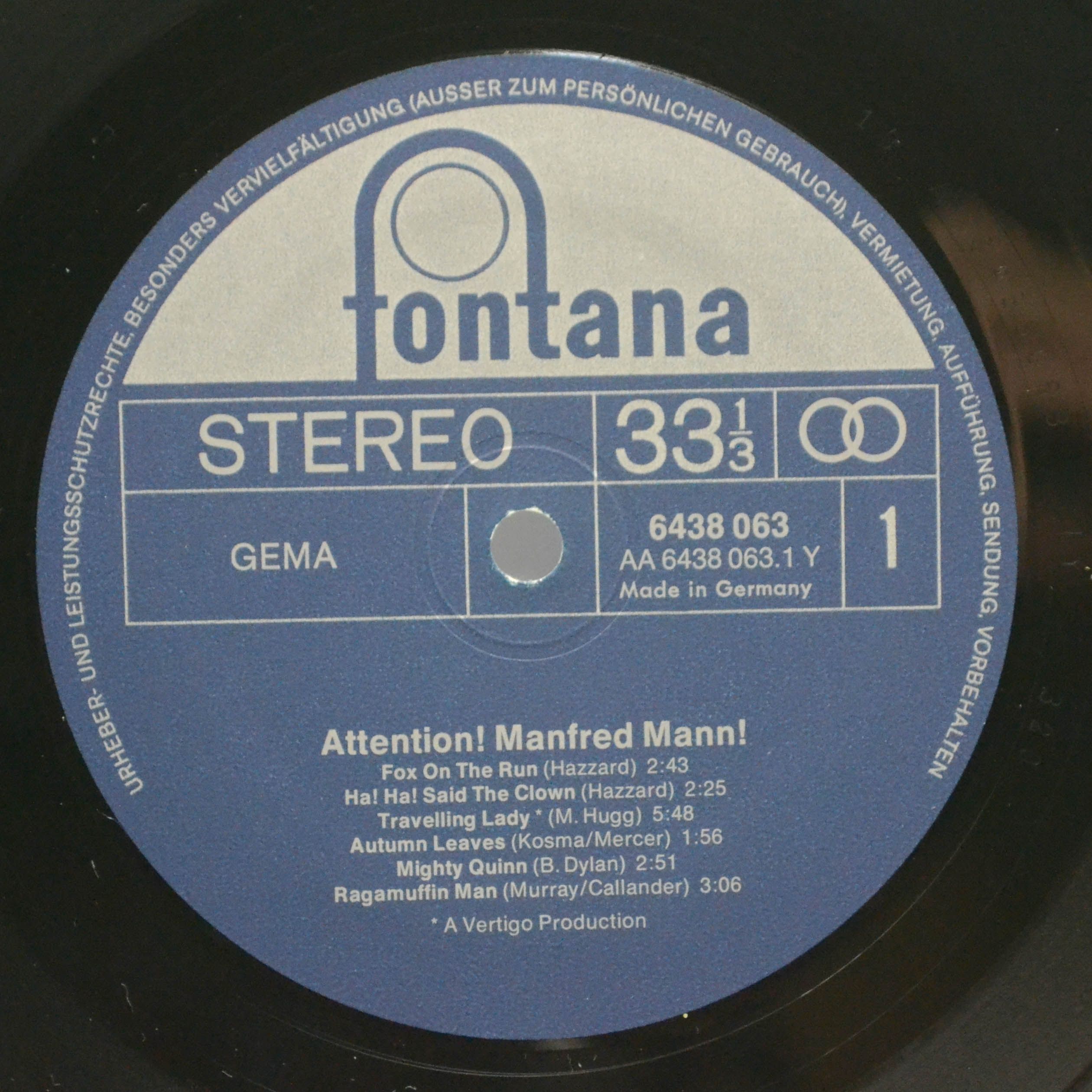 Виниловая пластинка Manfred Mann — Attention! Manfred Mann!, 1973