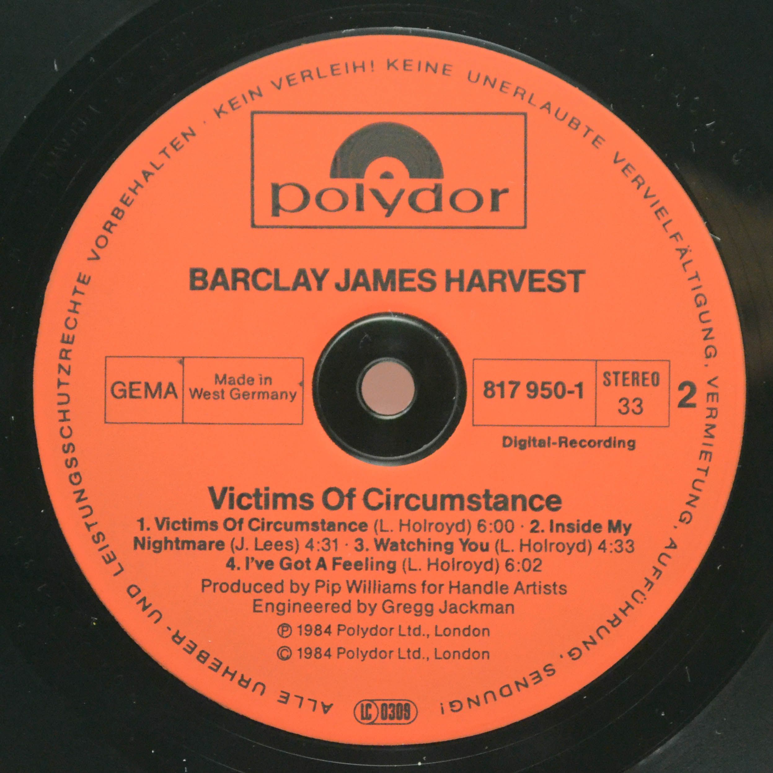 Виниловая пластинка Barclay James Harvest — Victims Of Circumstance, 1984