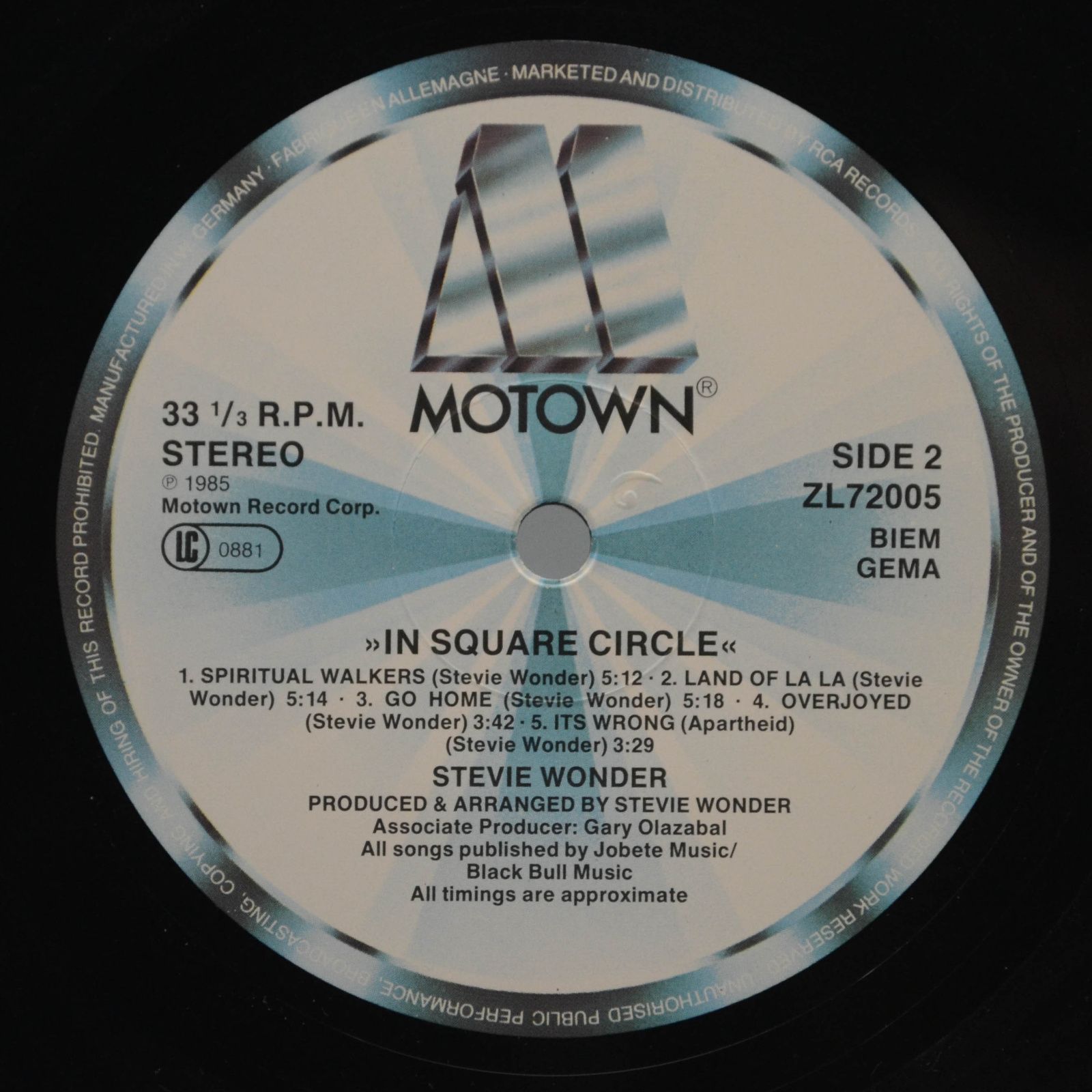 Виниловая пластинка Stevie Wonder — In Square Circle (booklet), 1985