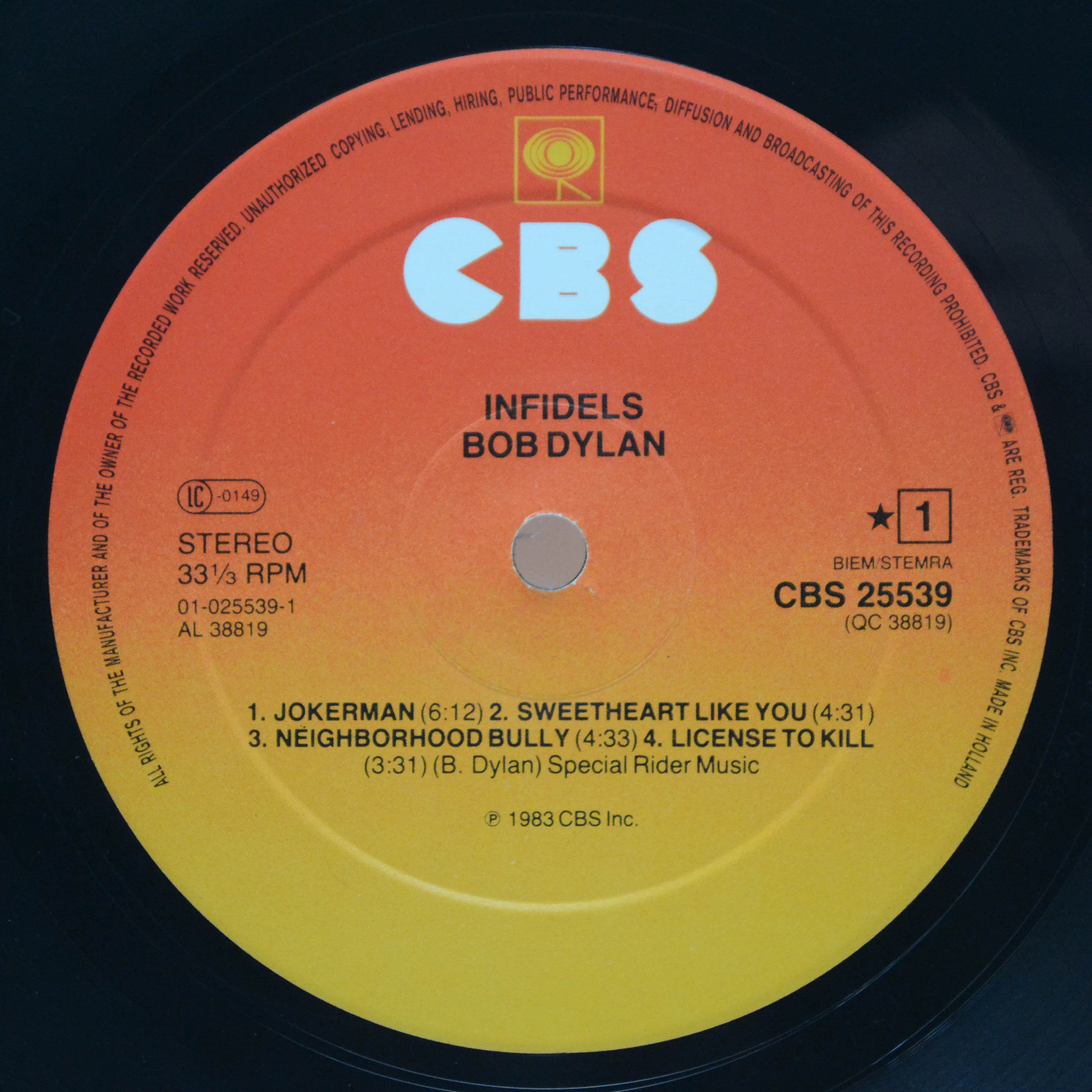 Bob Dylan — Infidels, 1983