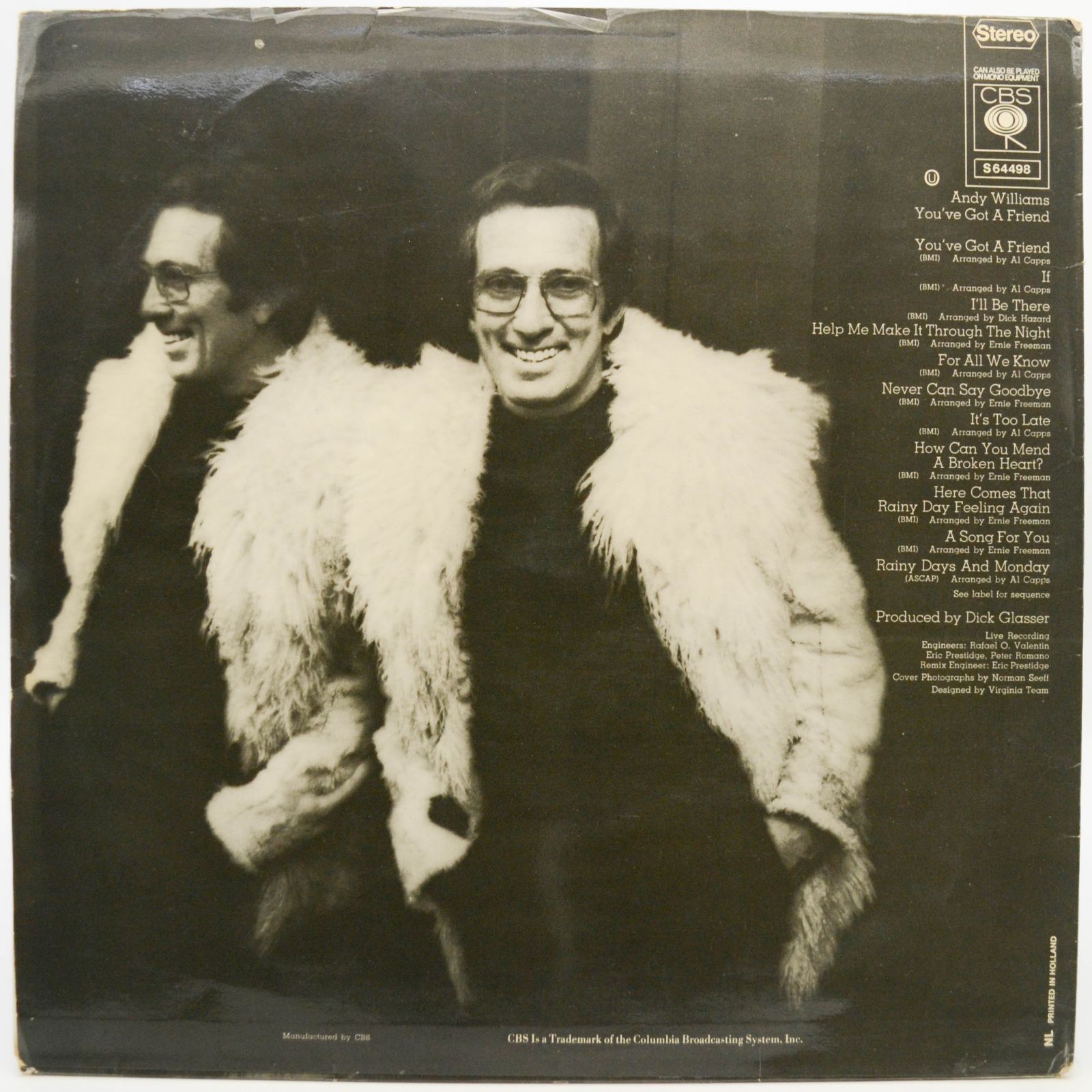 Виниловая пластинка Andy Williams — You've Got A Friend, 1971