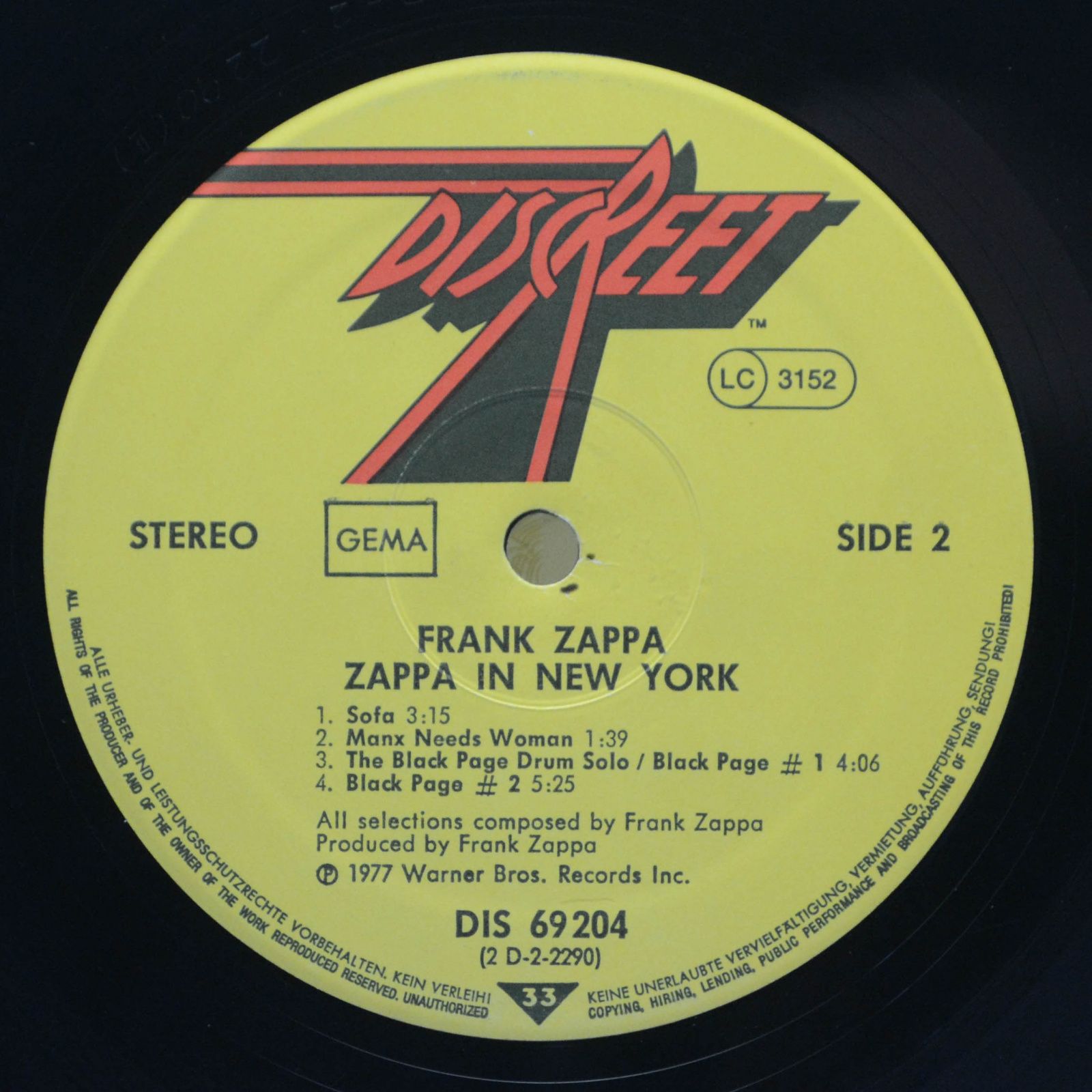 Виниловая пластинка Frank Zappa — Zappa in New York, 1977
