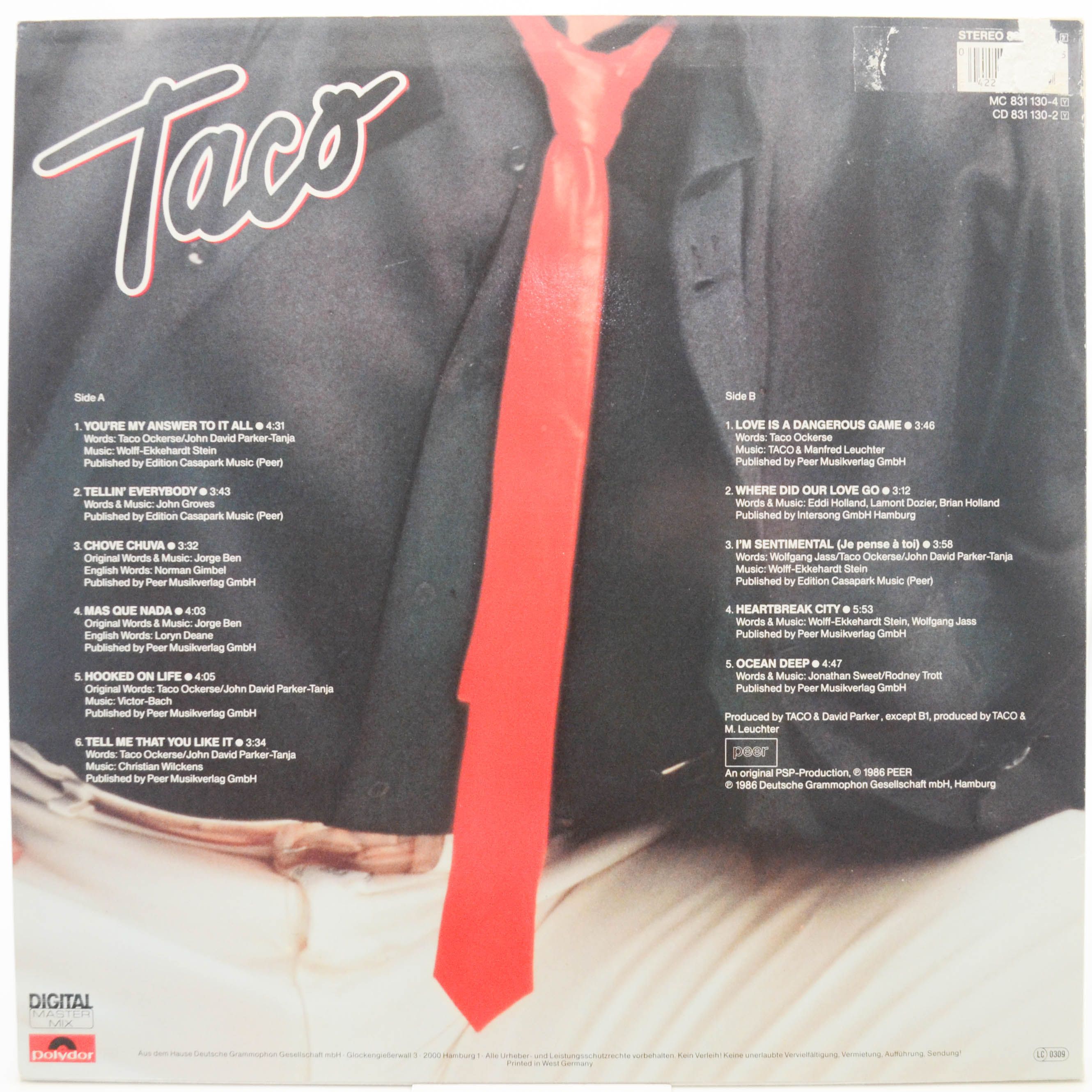 Виниловая пластинка Taco — Tell Me That You Like It, 1986