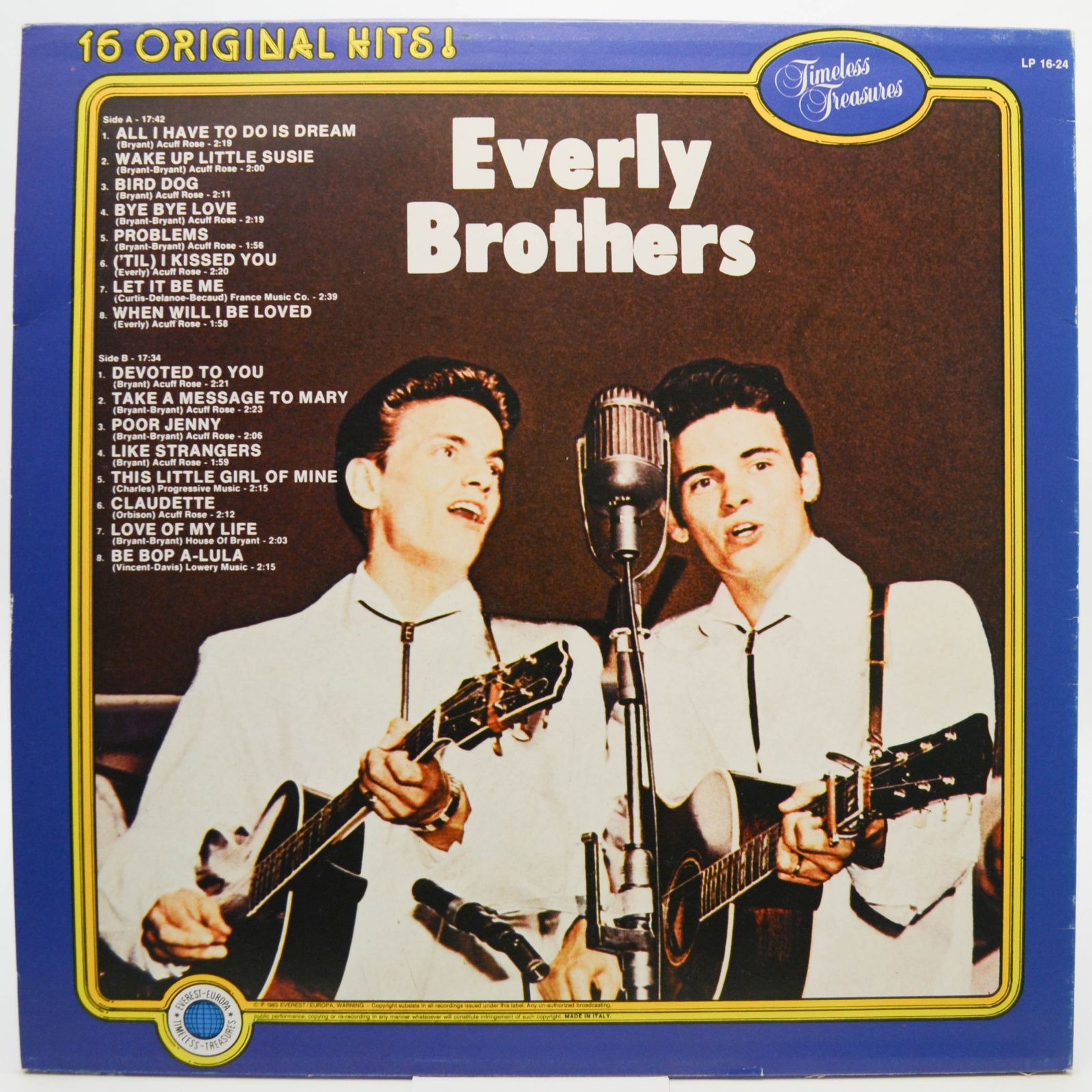 Виниловая пластинка Everly Brothers — 16 Original Hits!, 1984