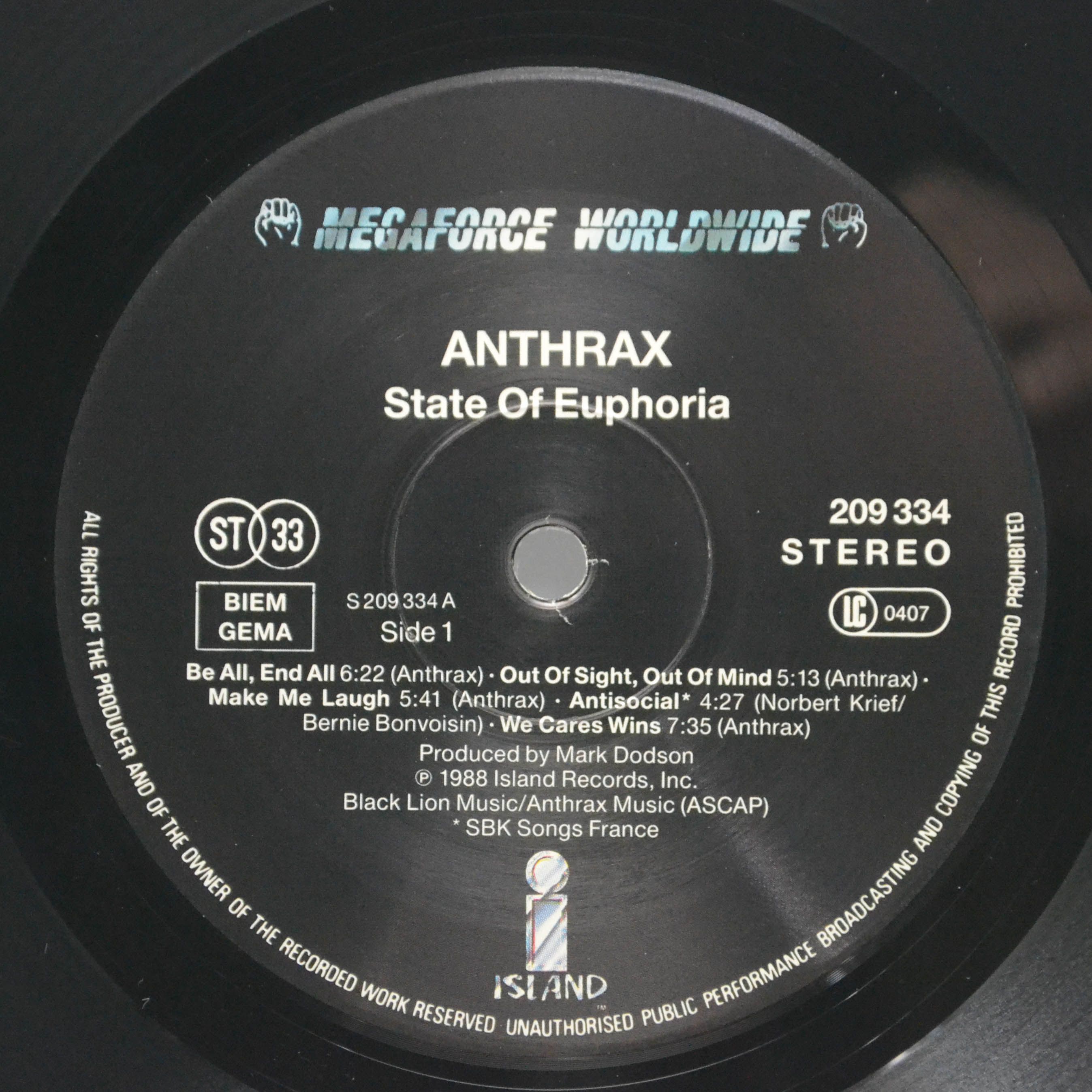 Виниловая пластинка Anthrax — State Of Euphoria, 1988