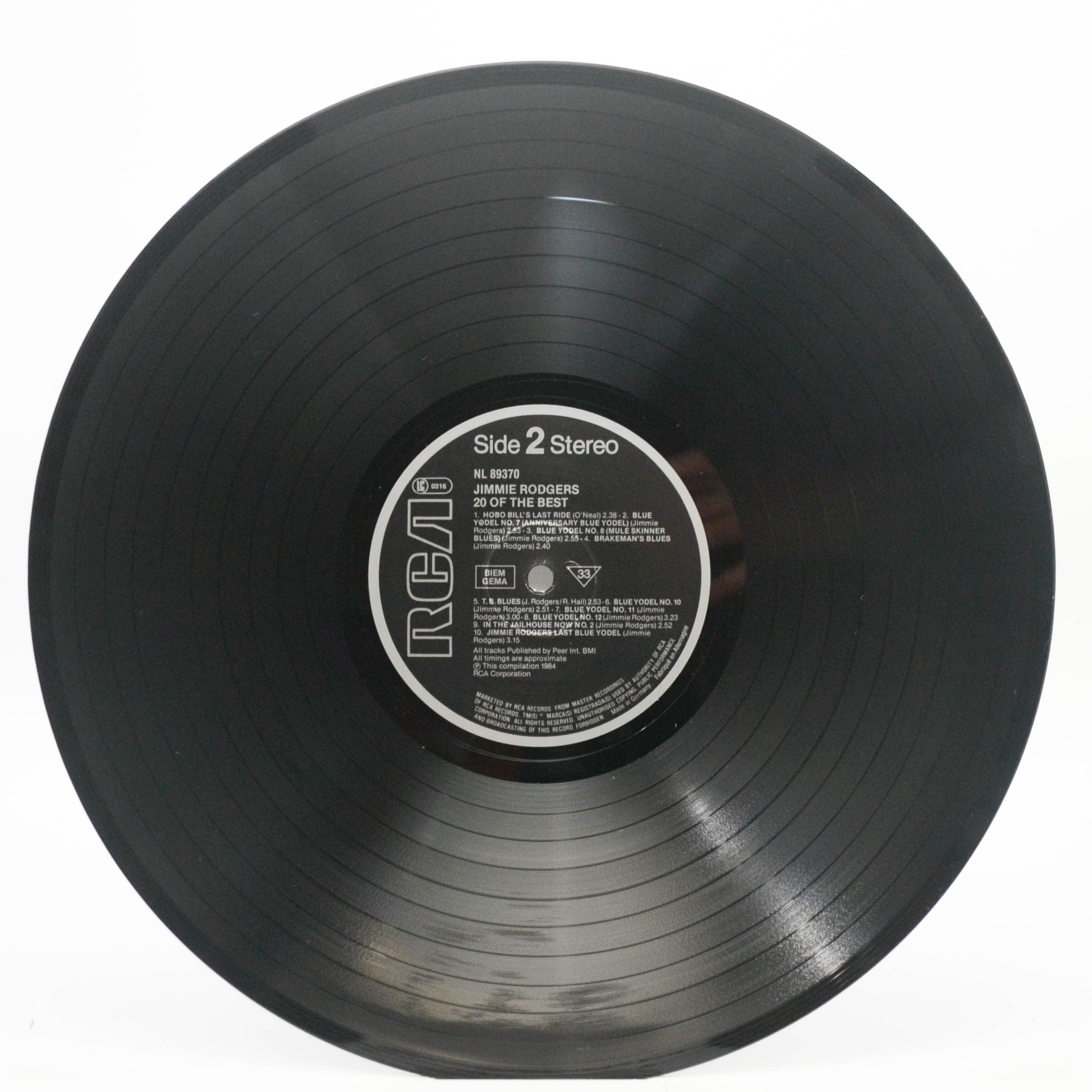 Виниловая пластинка Jimmie Rodgers — 20 Of The Best, 1984