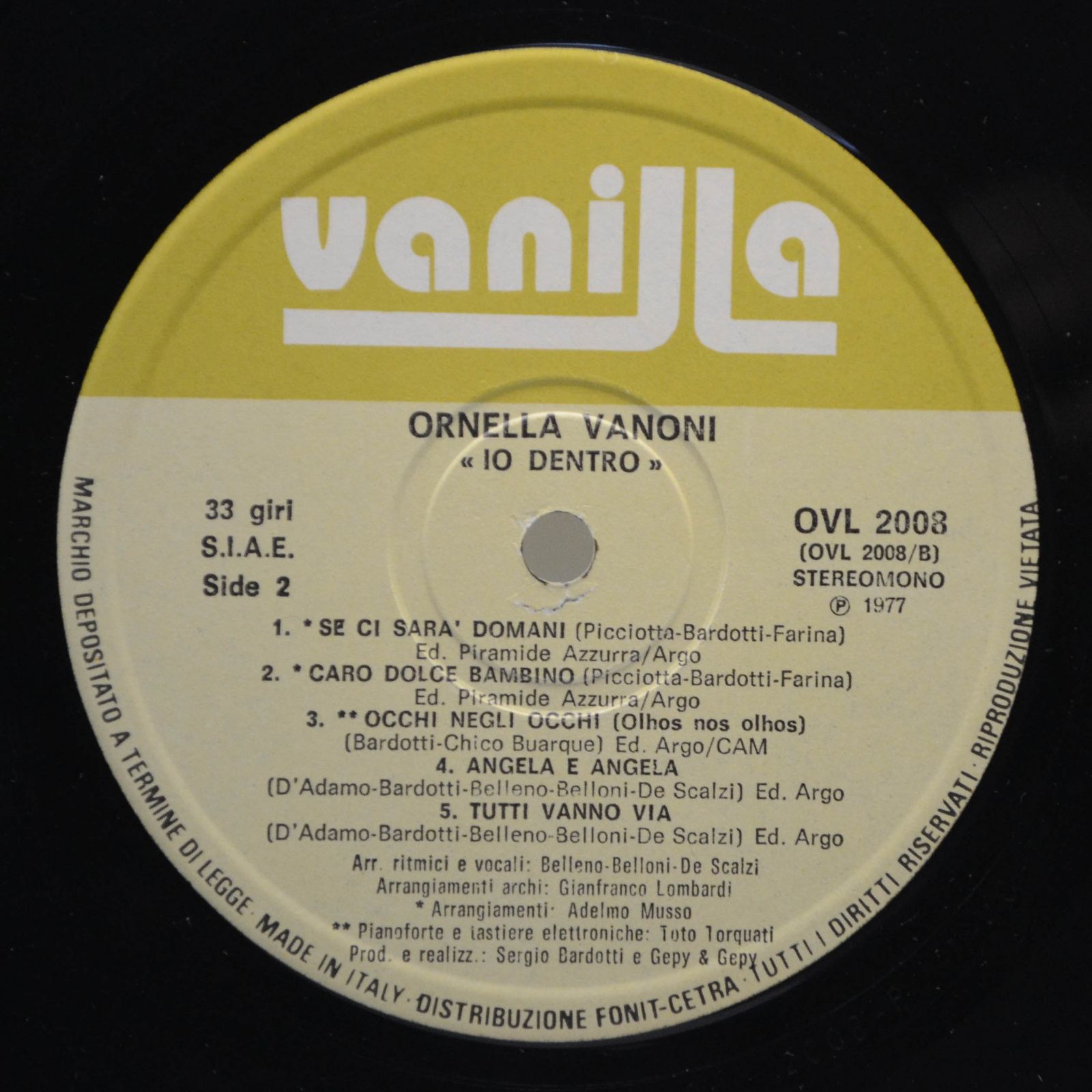 Виниловая пластинка Ornella Vanoni — Io Dentro (Italy), 1977