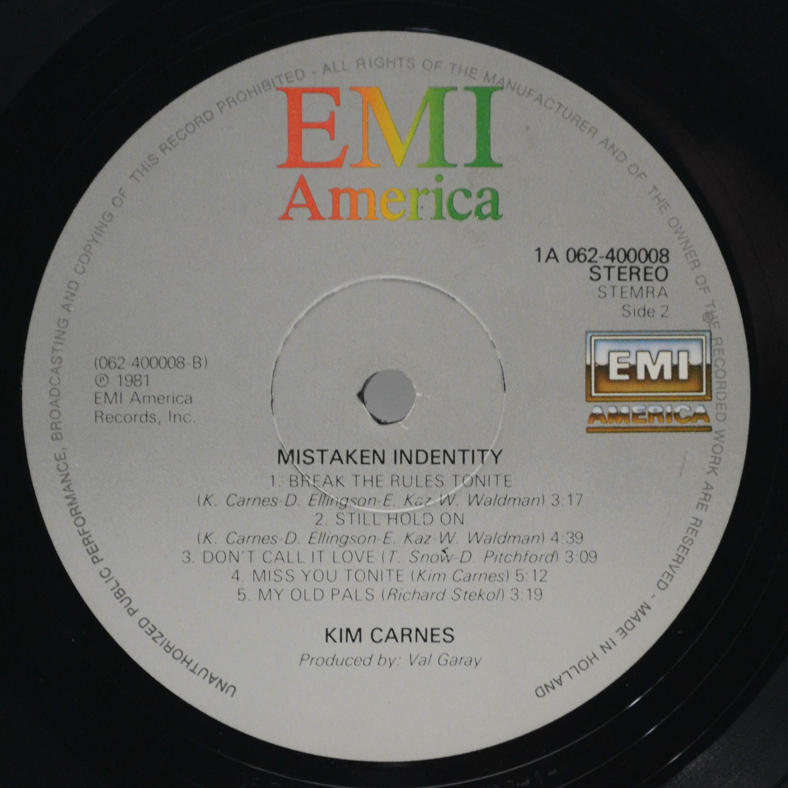 Виниловая пластинка Kim Carnes — Mistaken Identity, 1981