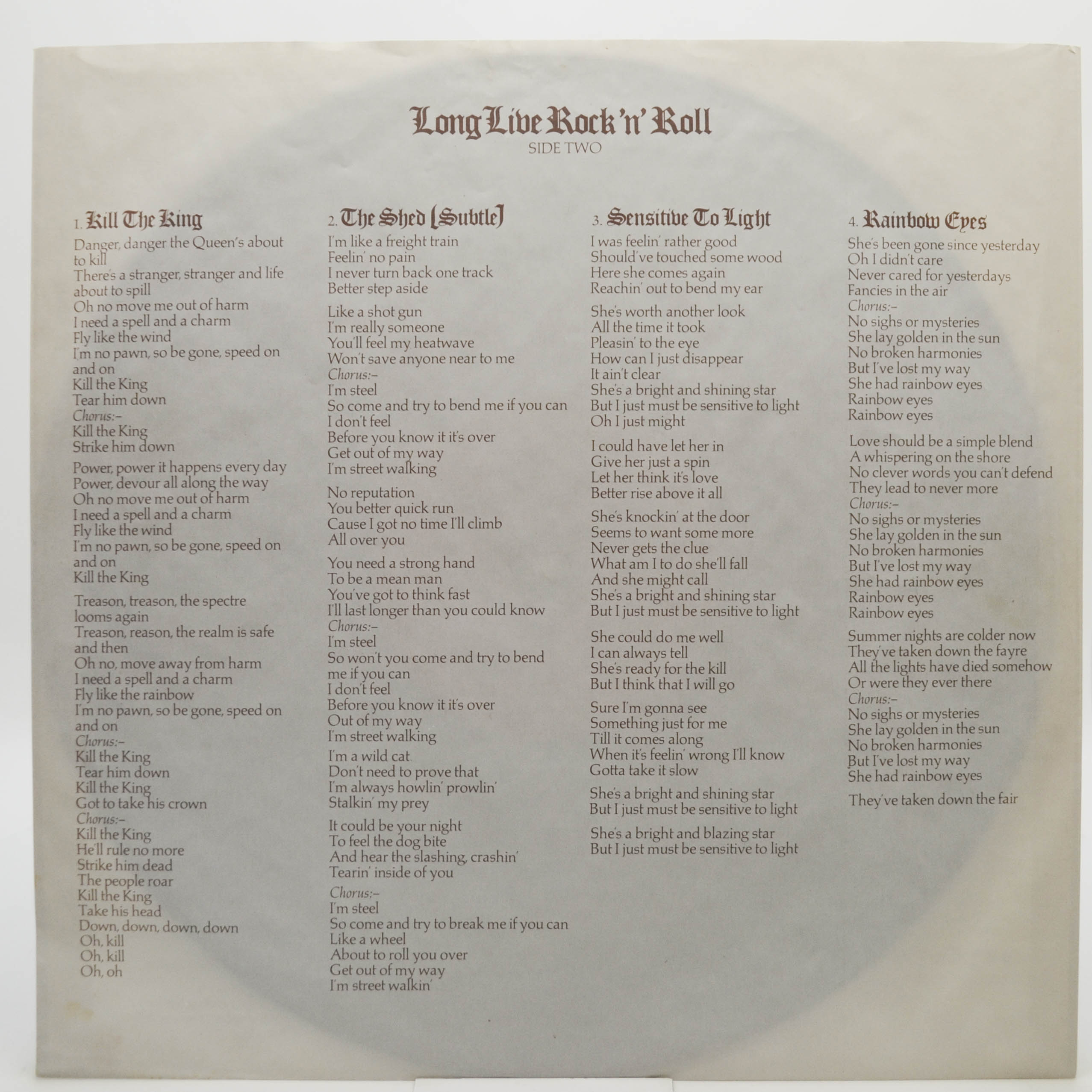 Rainbow — Long Live Rock 'N' Roll, 1978