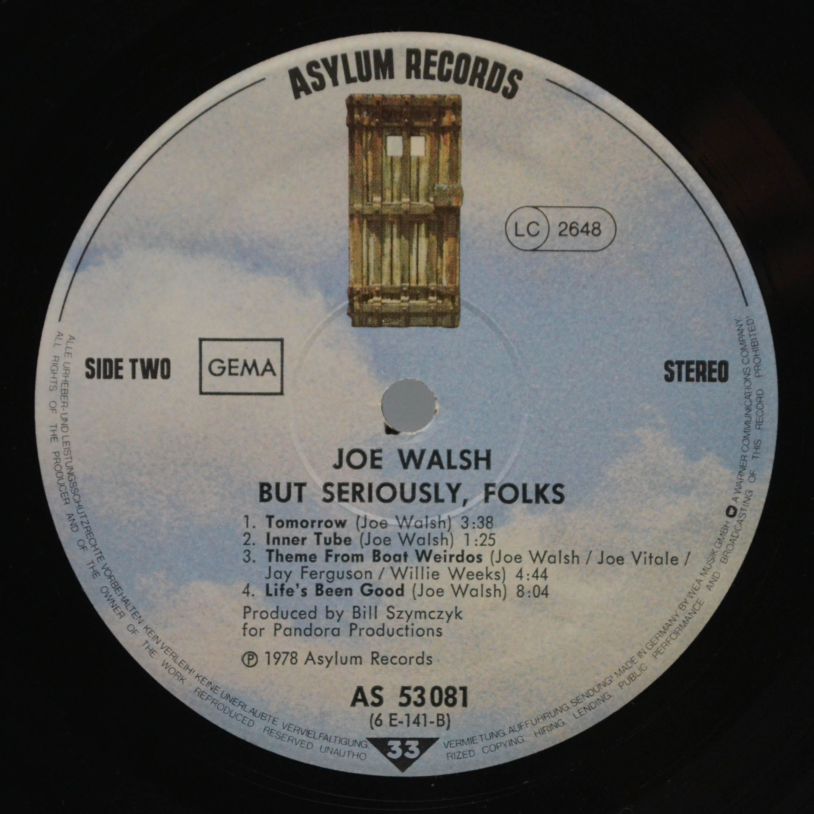Виниловая пластинка Joe Walsh — "But Seriously, Folks...", 1978