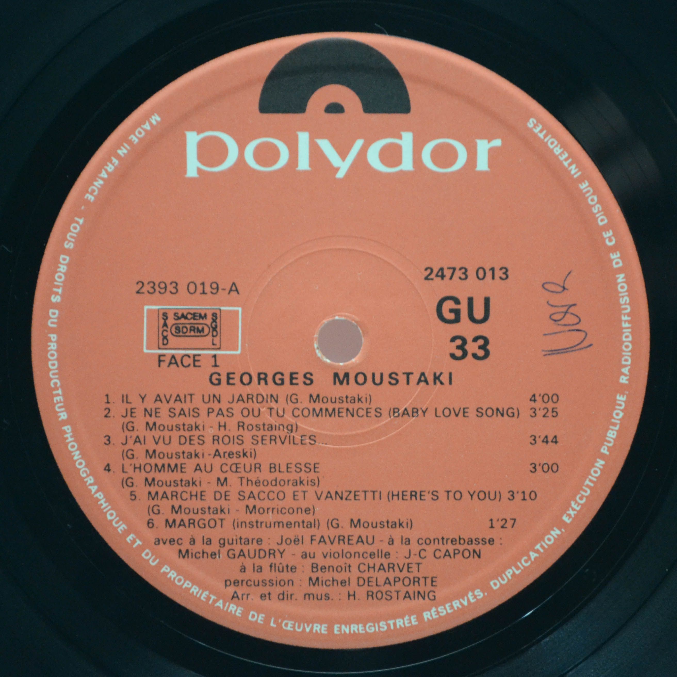 Виниловая пластинка Moustaki — Georges Moustaki (France), 1971