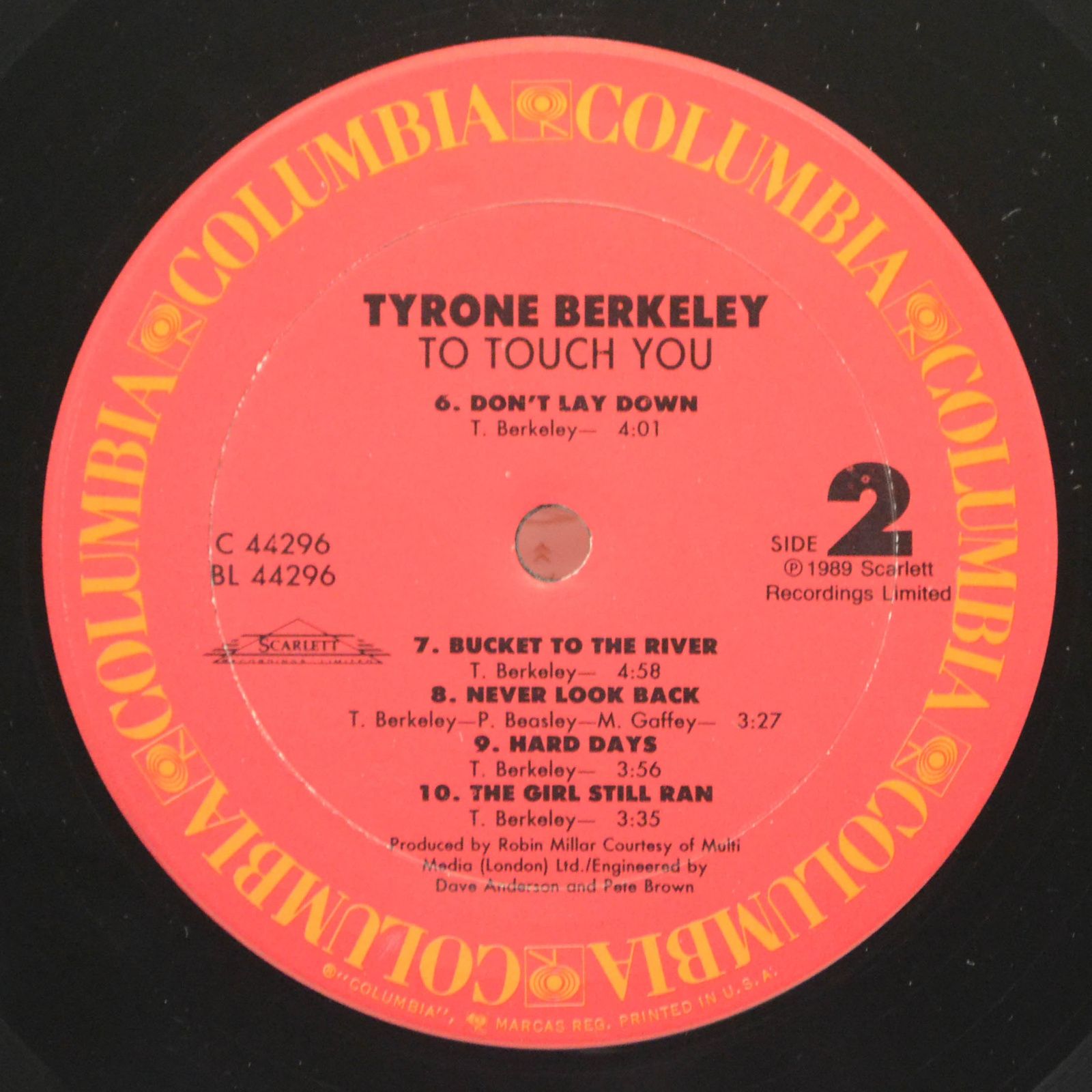 Виниловая пластинка Tyrone Berkeley — To Touch You, 1989