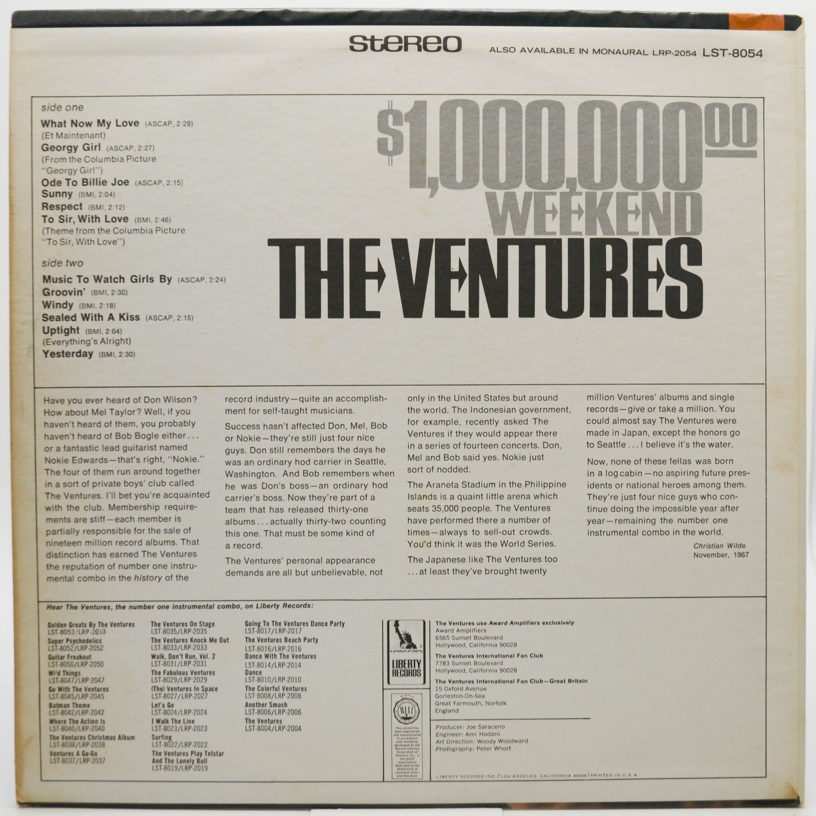 Виниловая пластинка Ventures — $1,000,000.00 Weekend (USA), 1967