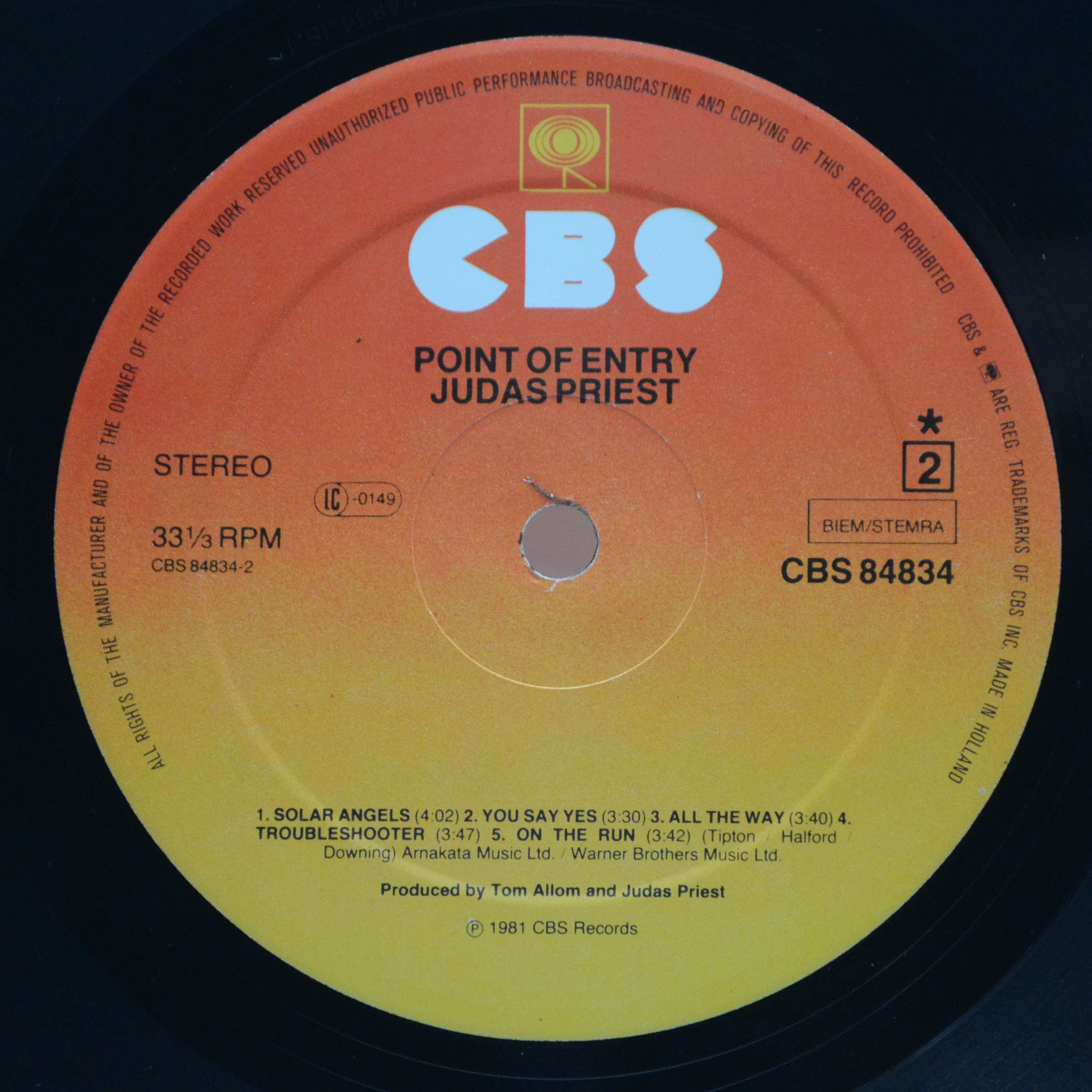 Виниловая пластинка Judas Priest — Point Of Entry, 1981
