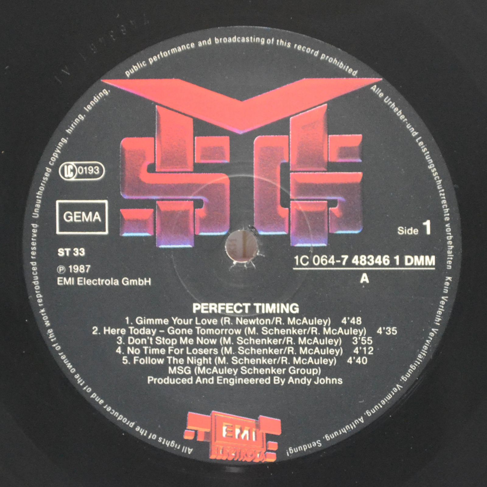 Виниловая пластинка McAuley Schenker Group — Perfect Timing, 1987