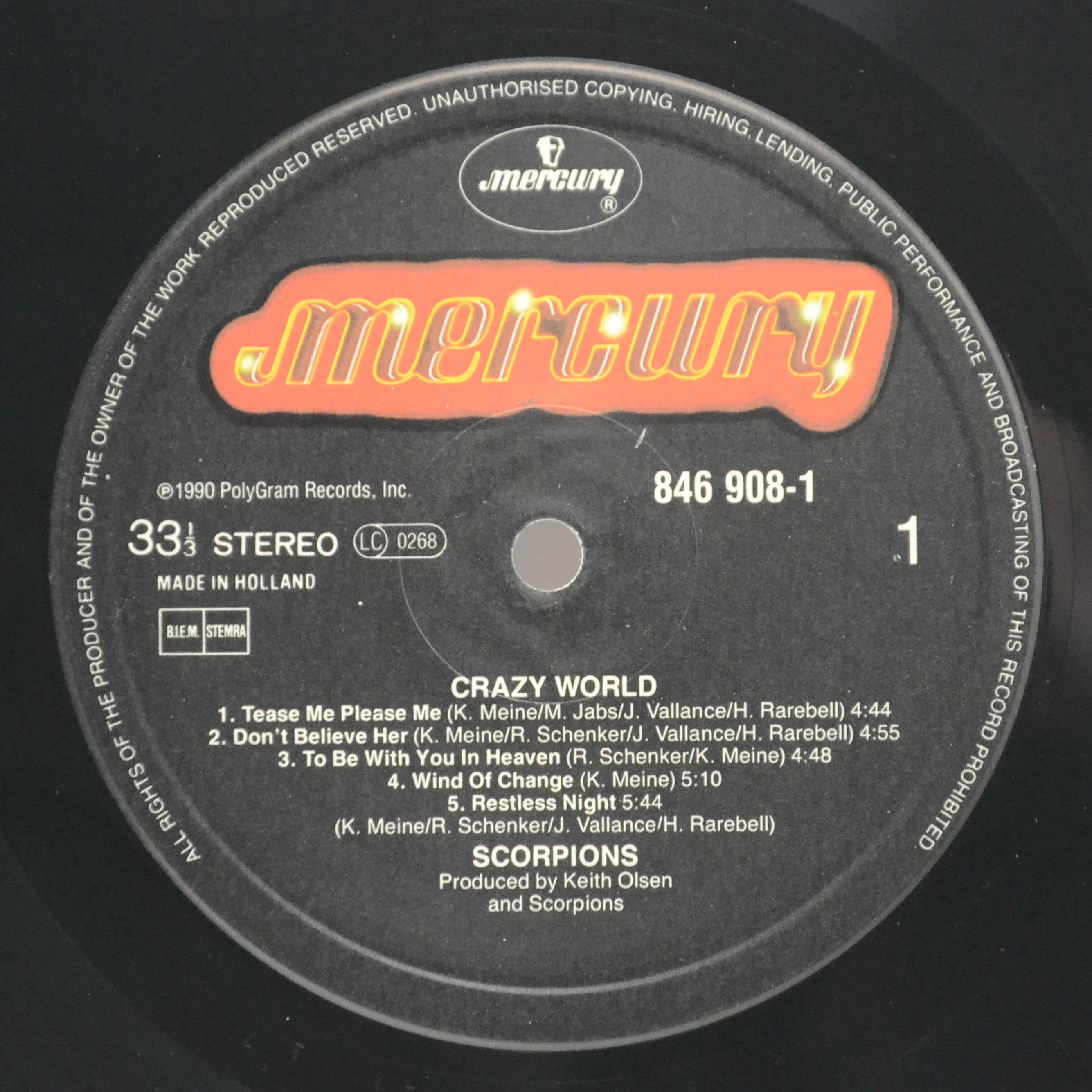 Виниловая пластинка Scorpions — Crazy World, 1990