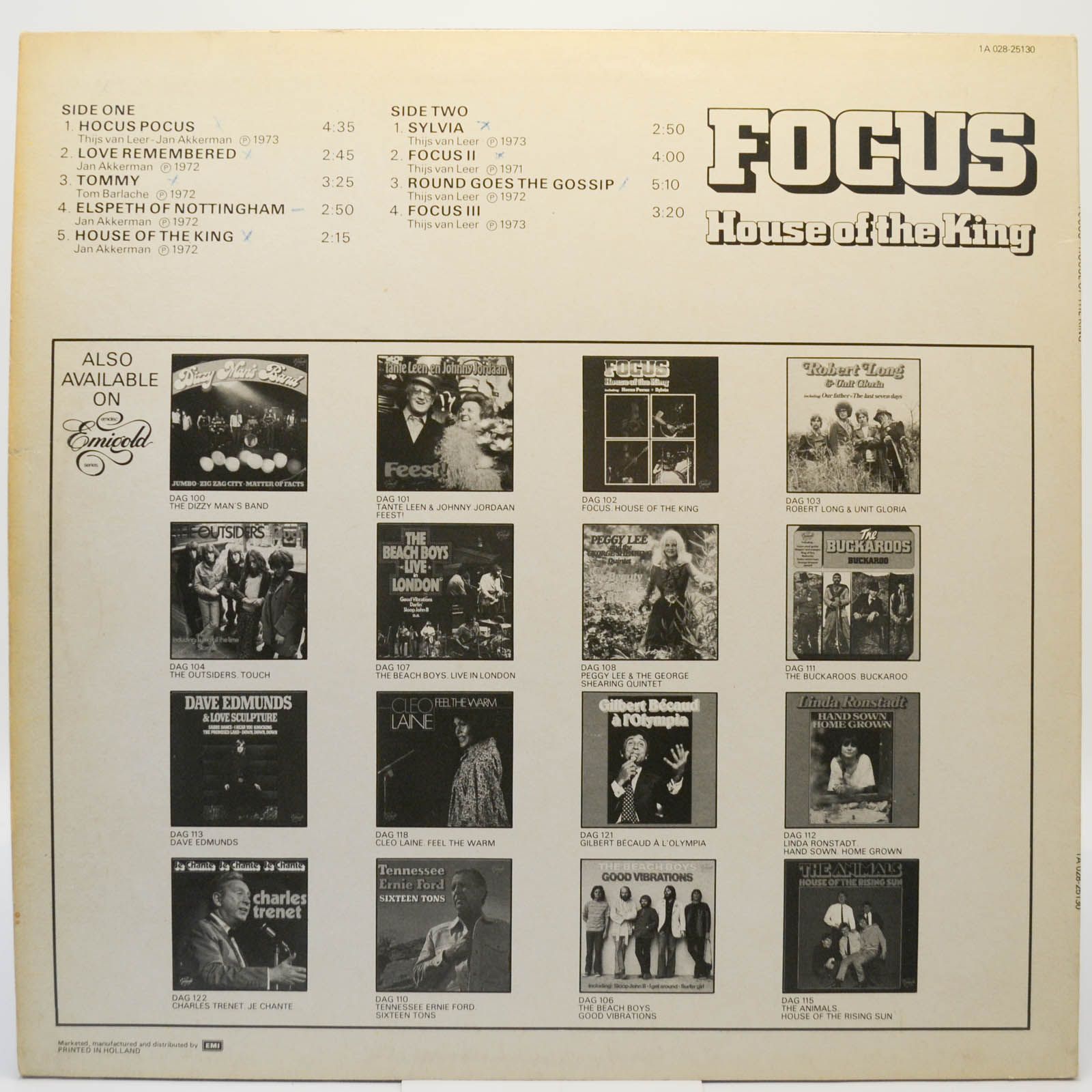 Виниловая пластинка Focus — House Of The King, 1976