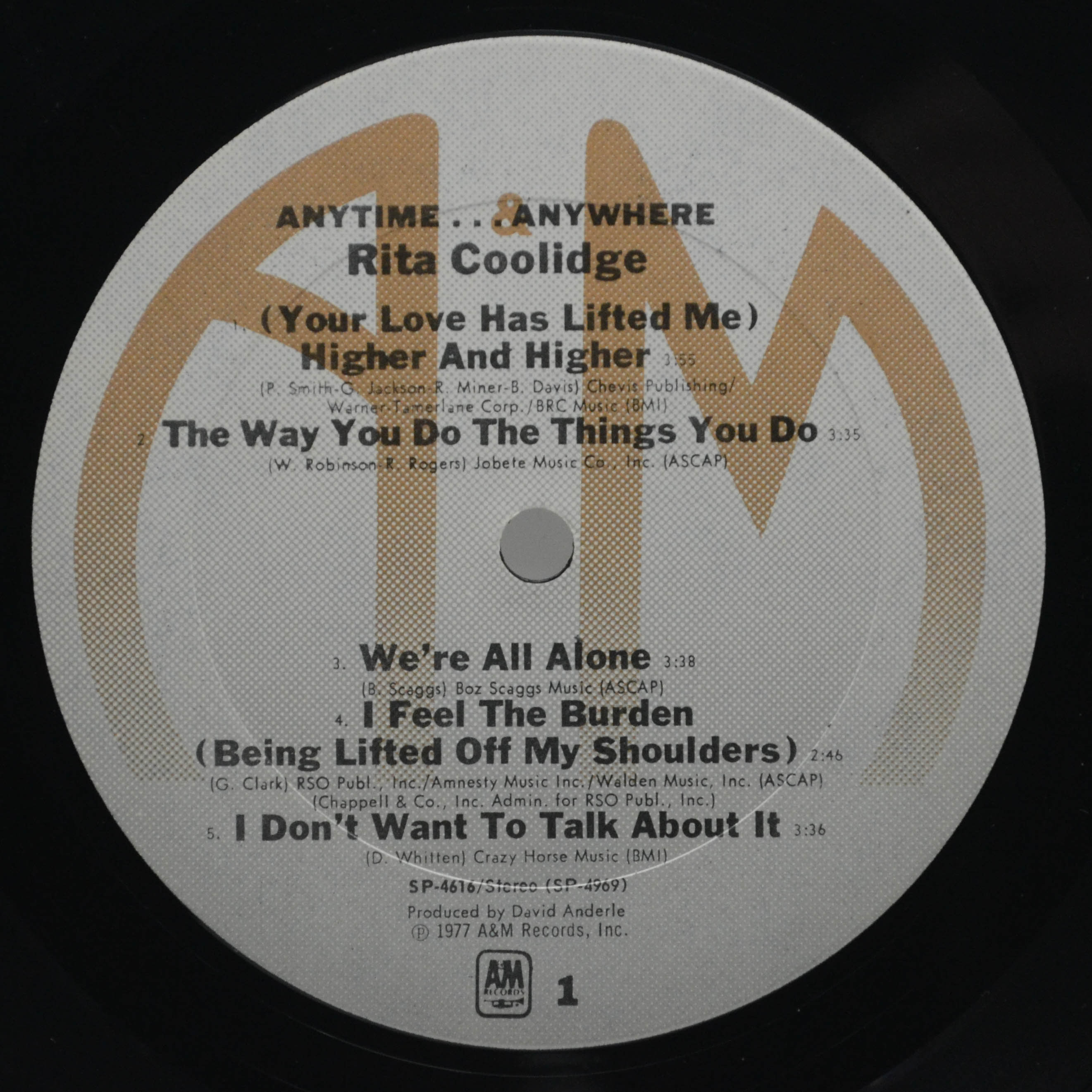 Виниловая пластинка Rita Coolidge — Anytime... Anywhere (1-st, USA), 1977
