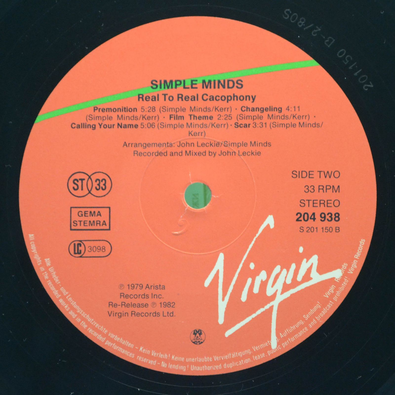 Виниловая пластинка Simple Minds — Real To Real Cacophony, 1982