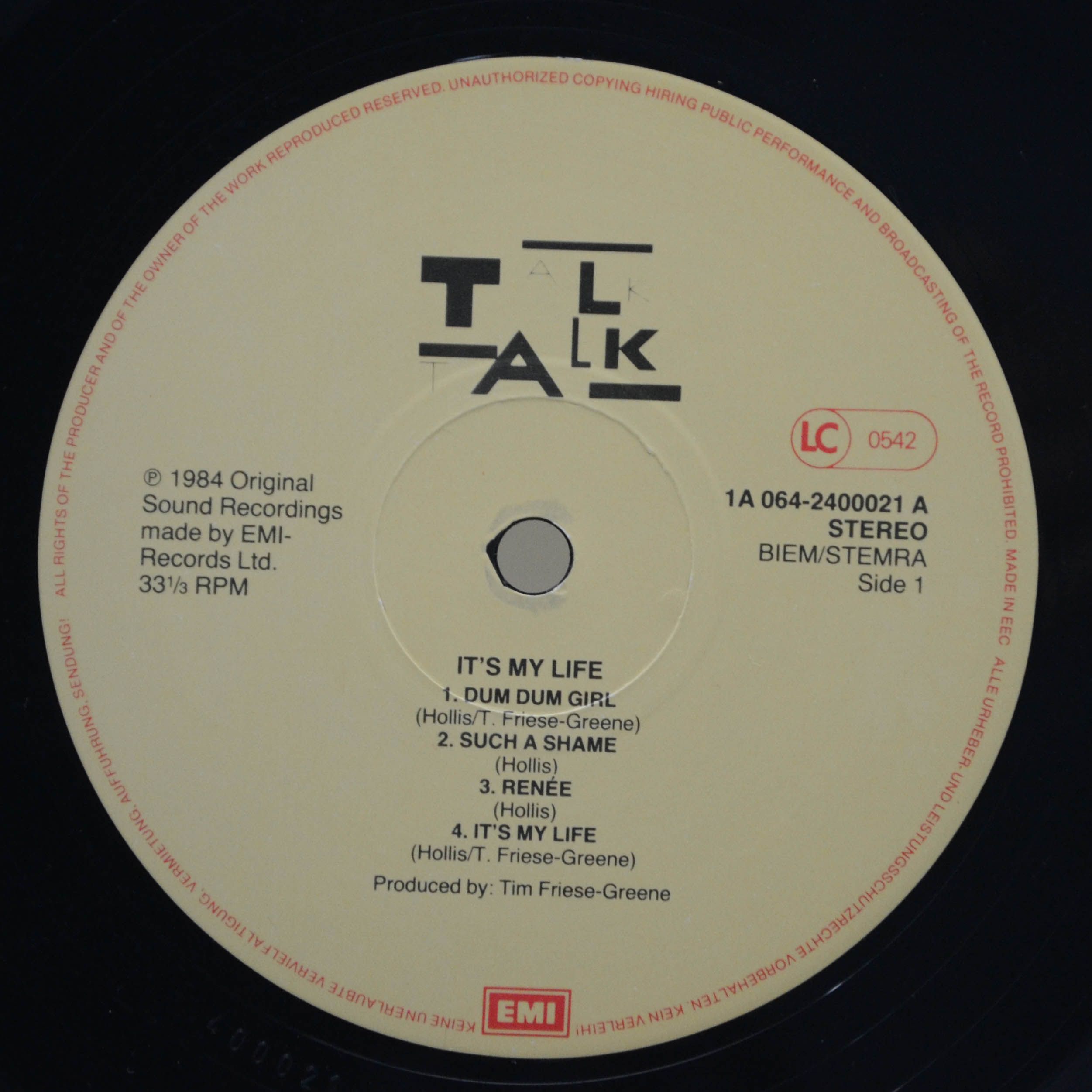 Виниловая пластинка Talk Talk — It's My Life, 1984