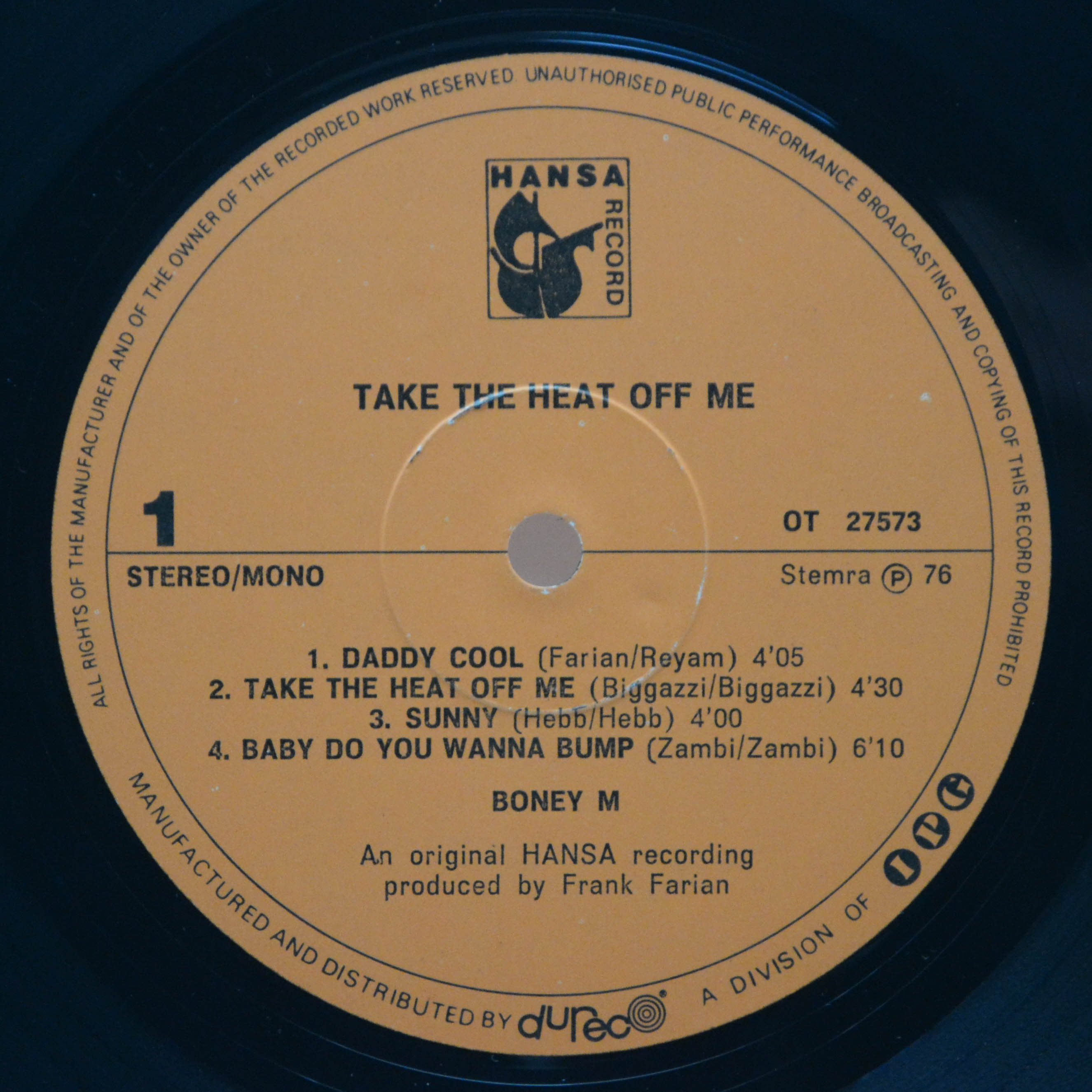 Boney M. — Take The Heat Off Me, 1976