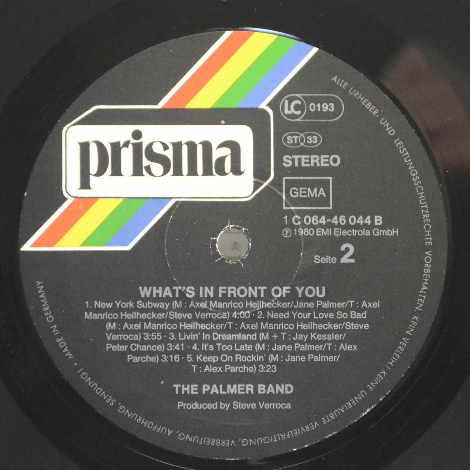 Виниловая пластинка Palmer Band — What's In Front Of You, 1980