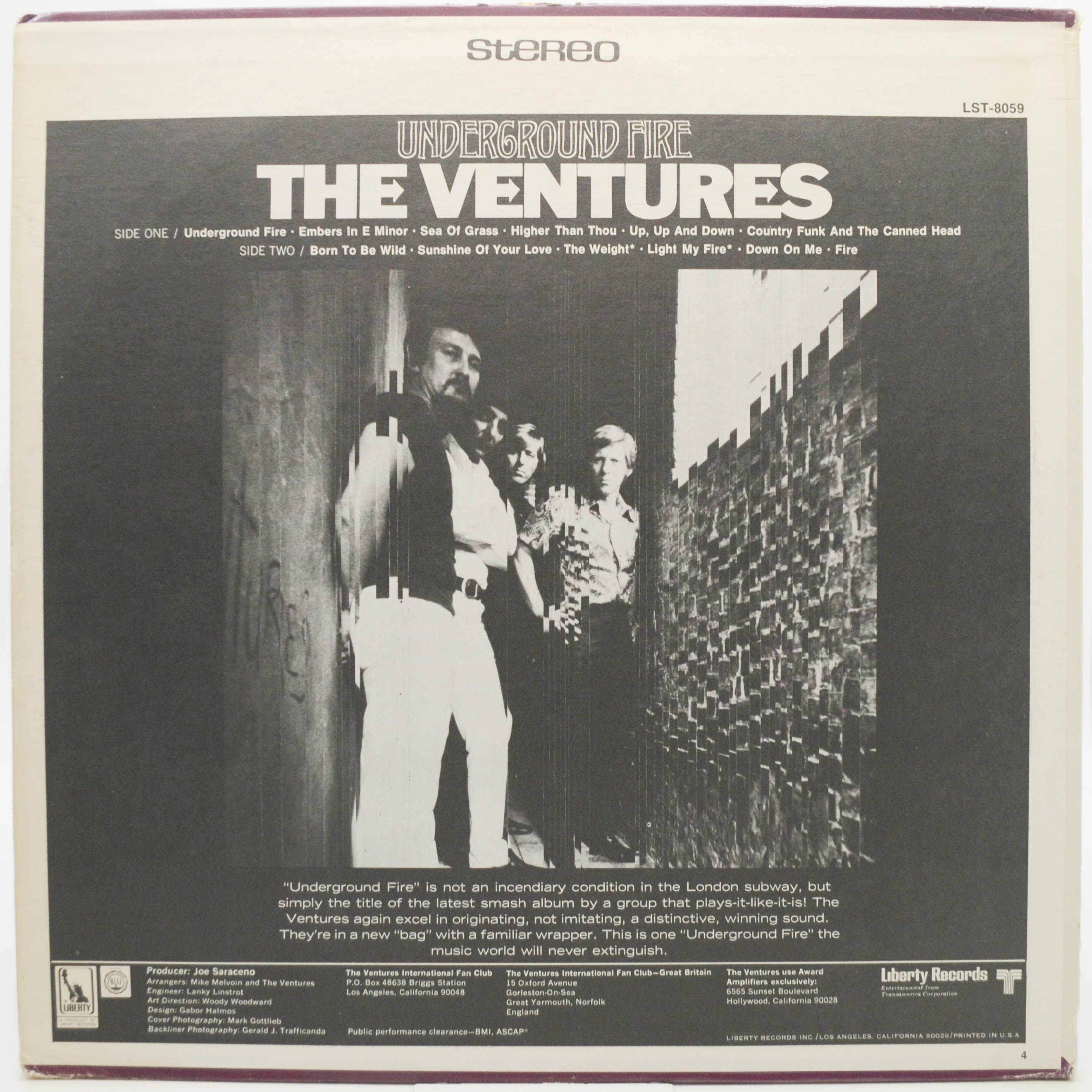 Виниловая пластинка Ventures — Underground Fire (1-st, USA), 1969