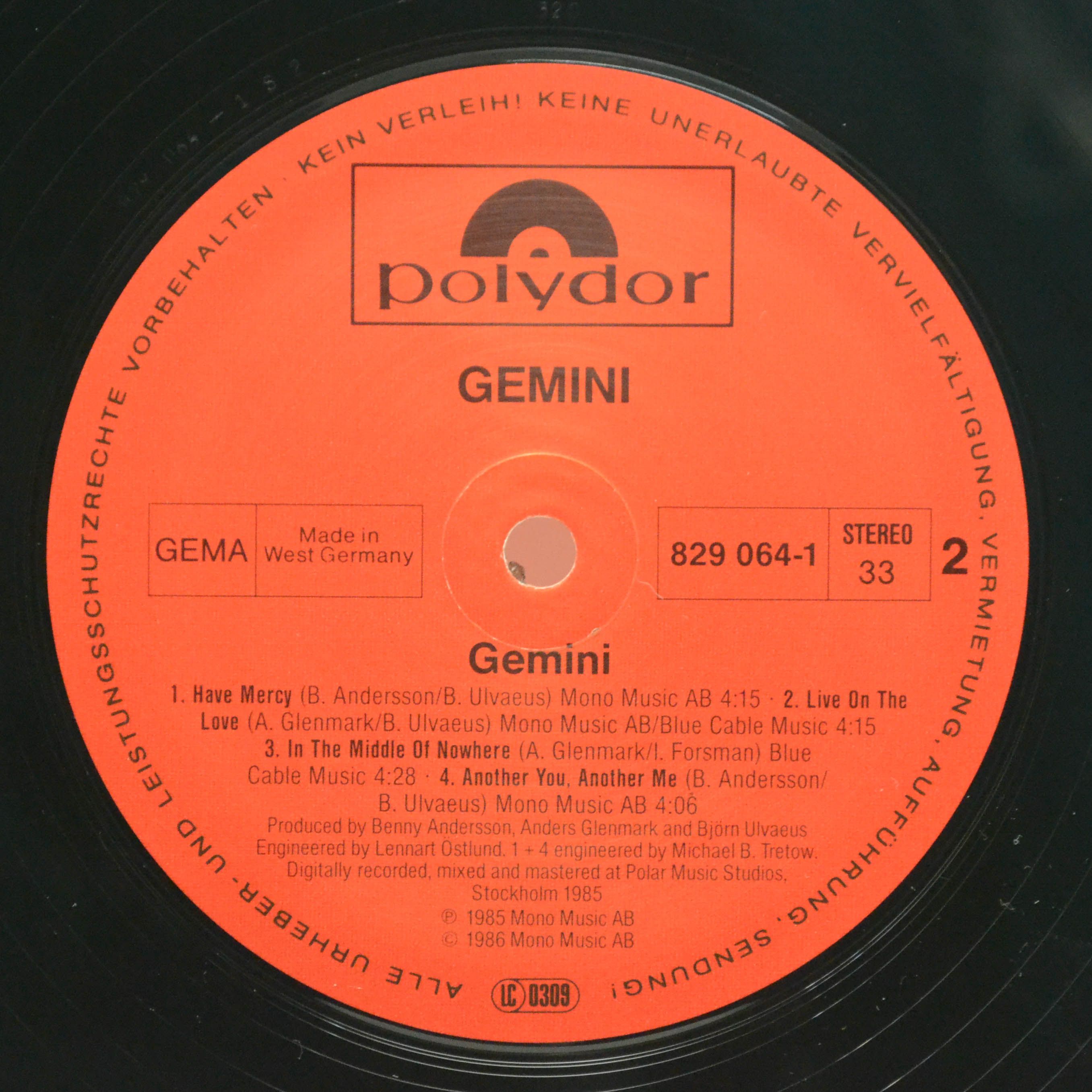 Виниловая пластинка Gemini — Gemini, 1986