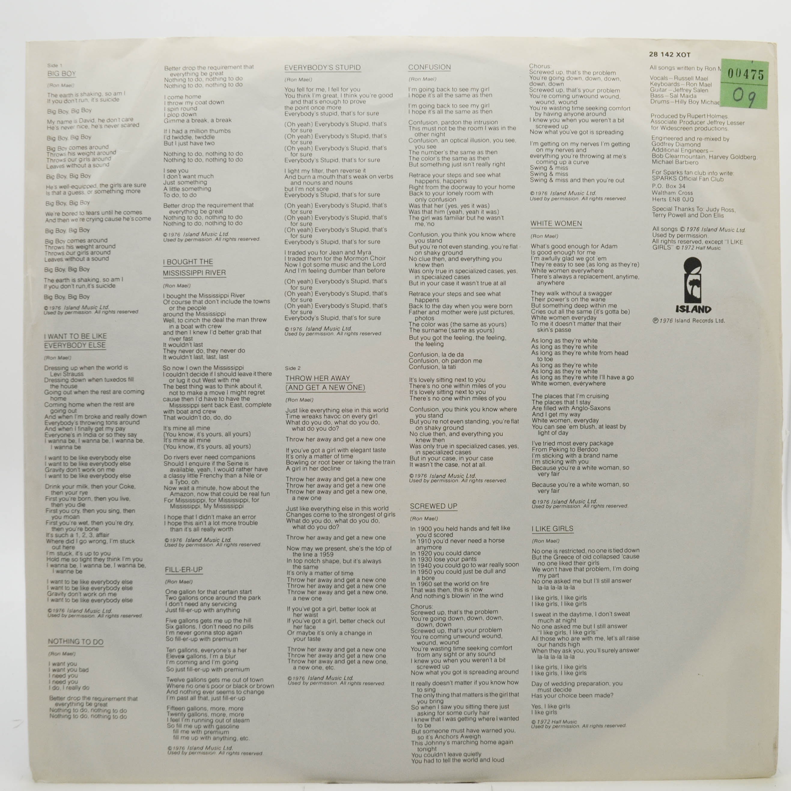 Sparks — Big Beat, 1976