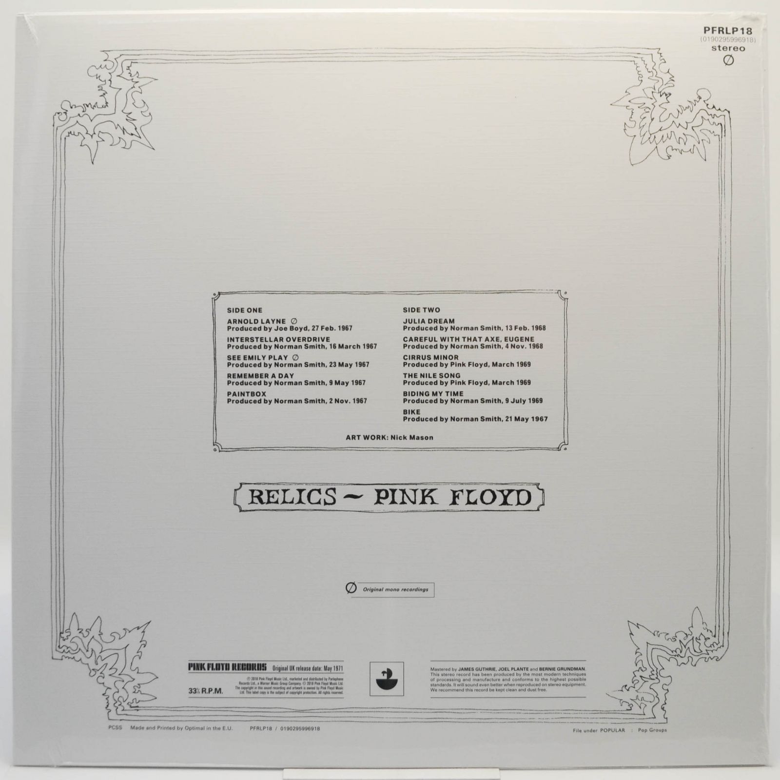 Виниловая пластинка Pink Floyd — Relics, 2018