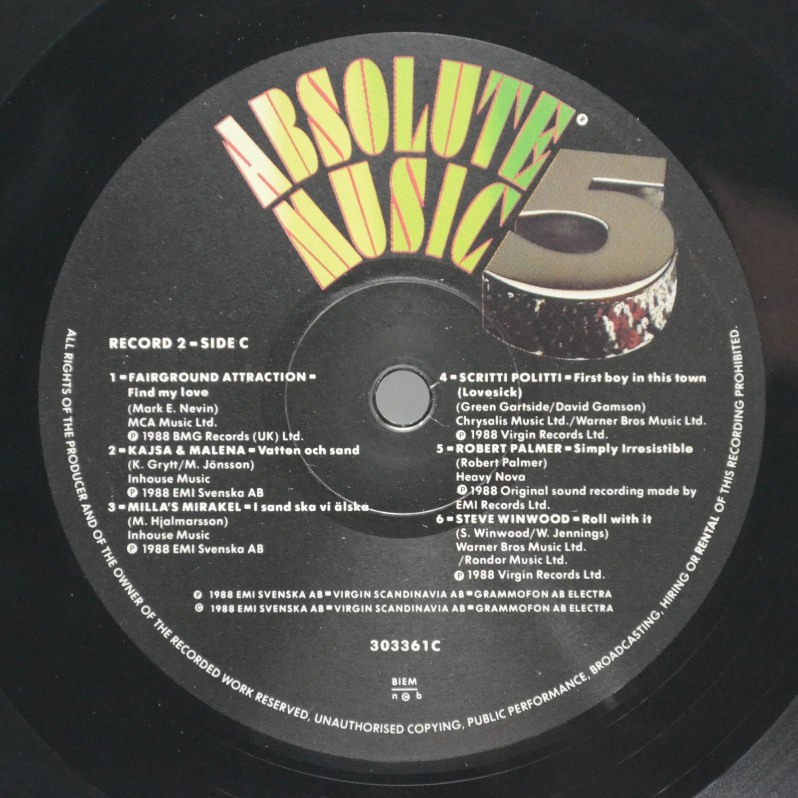 Various — Absolute Music 5 (2LP), 1988